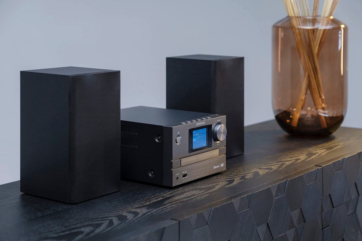 Microcadena HiFi Kenwood M-525DAB con CD, USB, Dab+ y Bluetooth Audio- Streaming. Color: Antracita