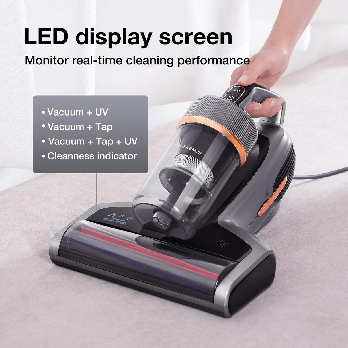 Jimmy BX7 Pro Aspirador Anti-ácaros 700W, Aspirador de mão con Esterilização UV Lamp e Ultra-sónica, Sensor Inteligente de Sujidade, para Colchões, Cama e Sofás