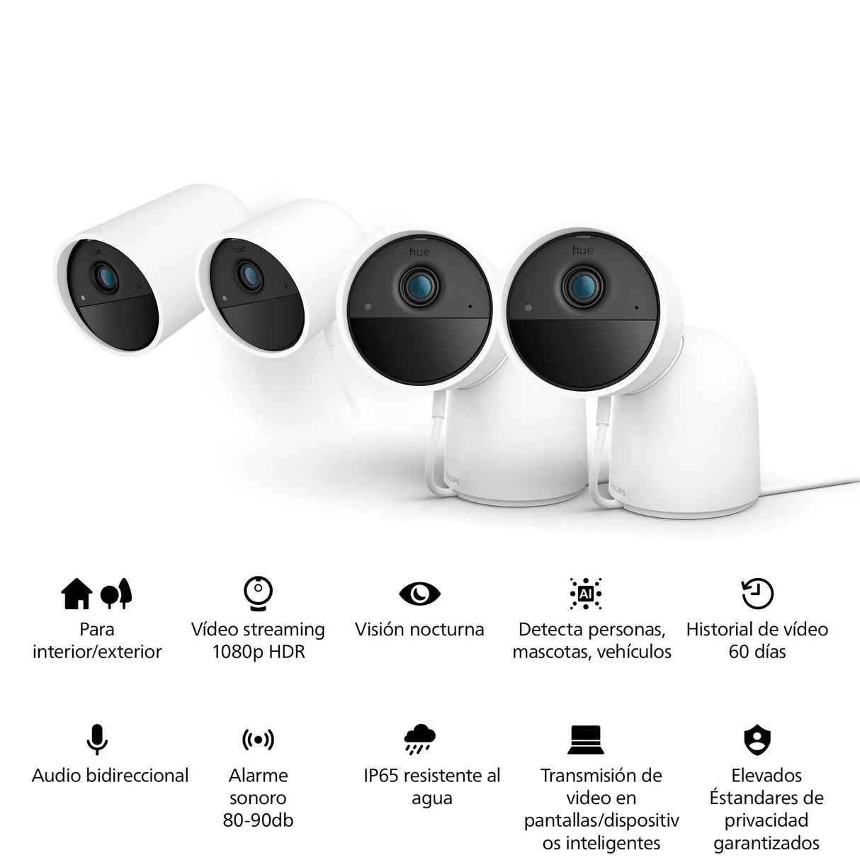Philips Hue Secure - Cámara de Video Vigilancia Inteligente para Exteriores/Interiores, inalámbrica (Color Blanco), Full HD Video, fácil de Instalar, Control de Vigilancia y Luz con Solo una App