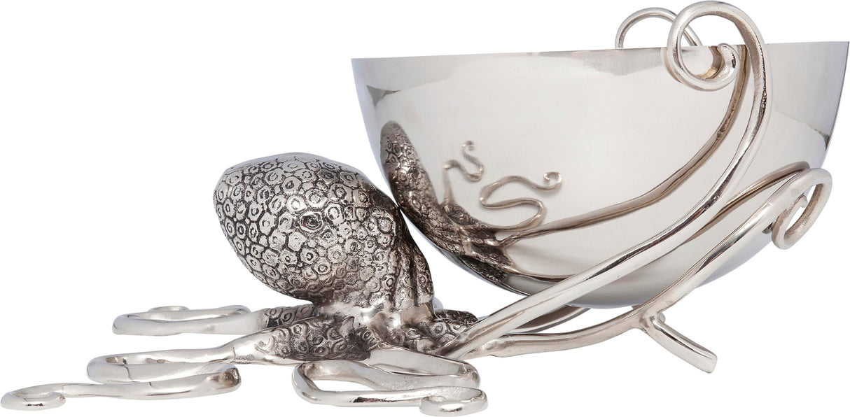 Kare Design Octopus-Enfriador de Botellas Aluminio niquelado, Color Plateado, Plata, 25.5x45.75x44.5cm