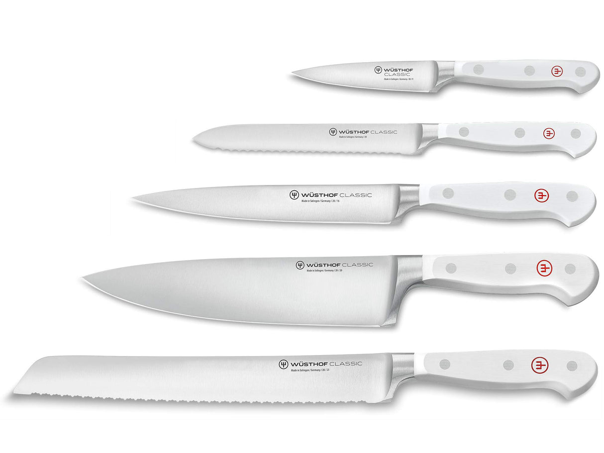 WÜSTHOF Classic White Bloque cuchillos con 5 cuchillos