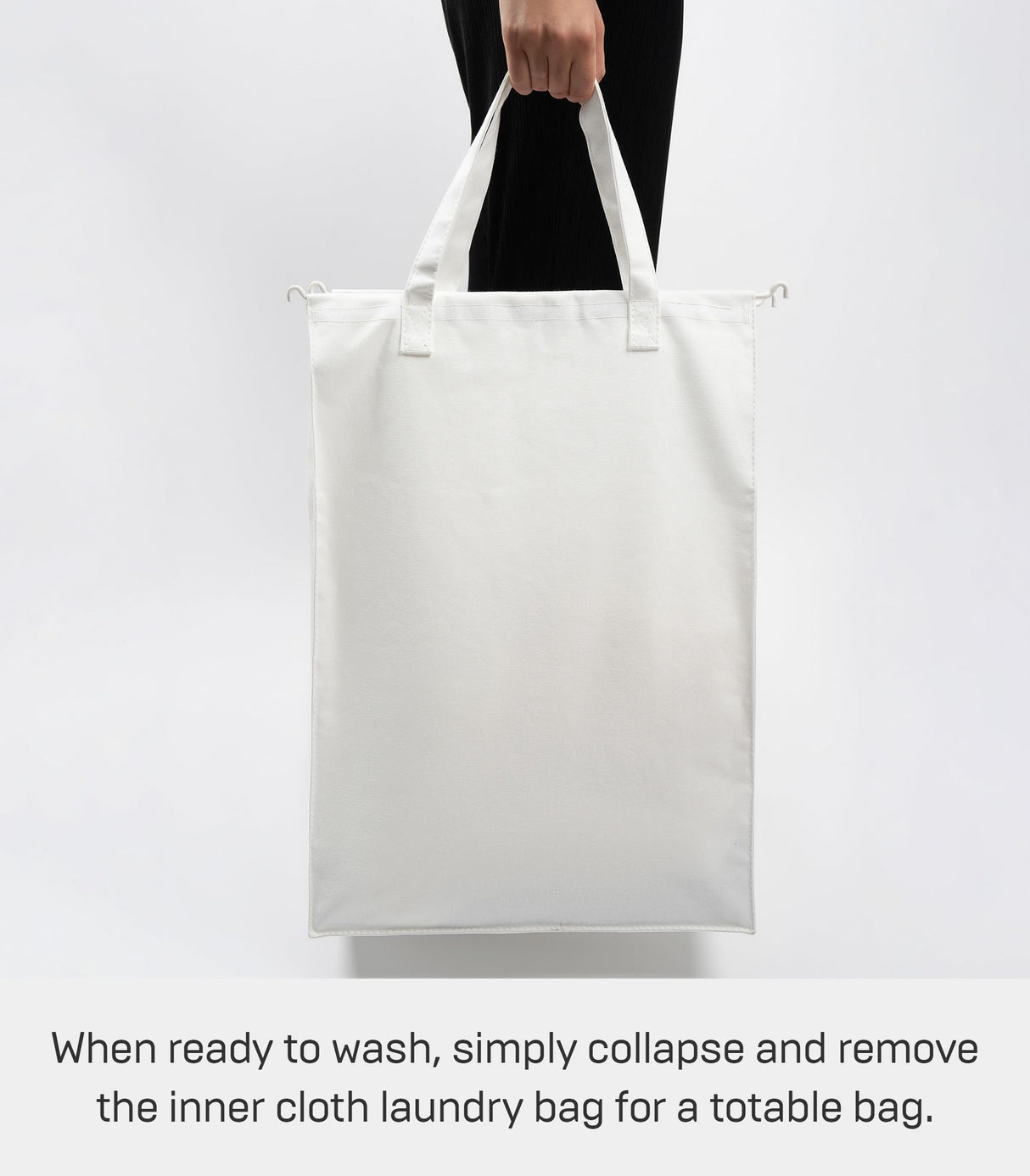 Yamazaki Home Laundry - Cesta de ropa para el hogar, forro de acero + algodón, aleación, blanco, L