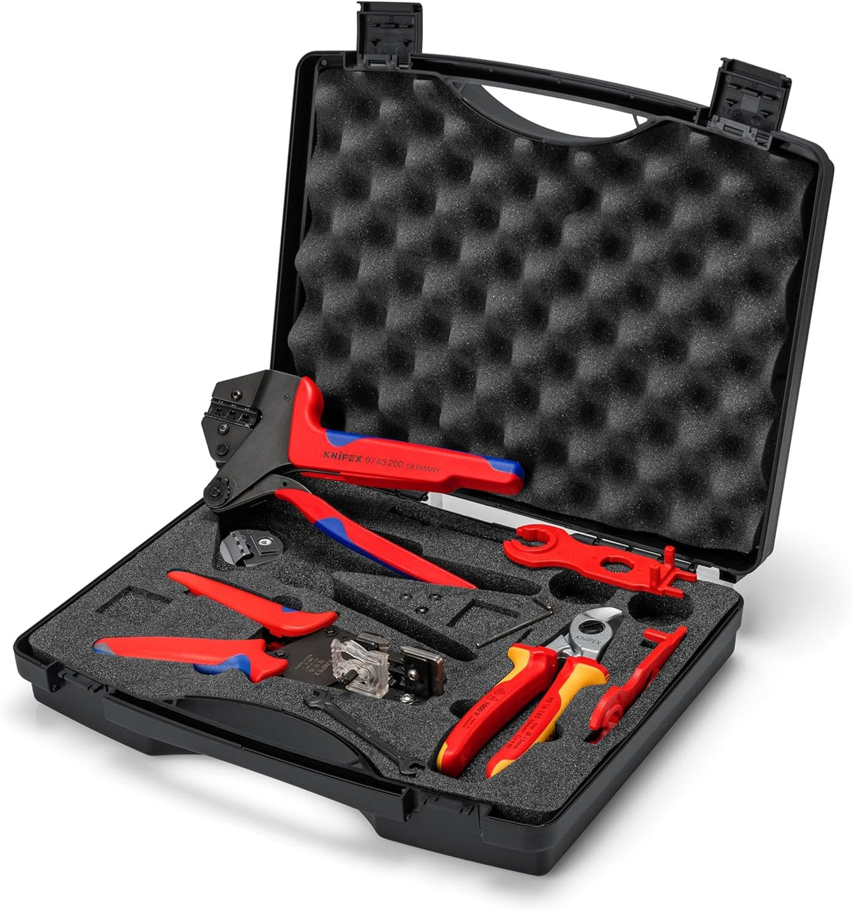KNIPEX 97 91 04 V01 Maleta de herramientas para aplicaciones fotovoltaicas para conectores para cables solares MC4 (Multi-Contact) 7 piezas
