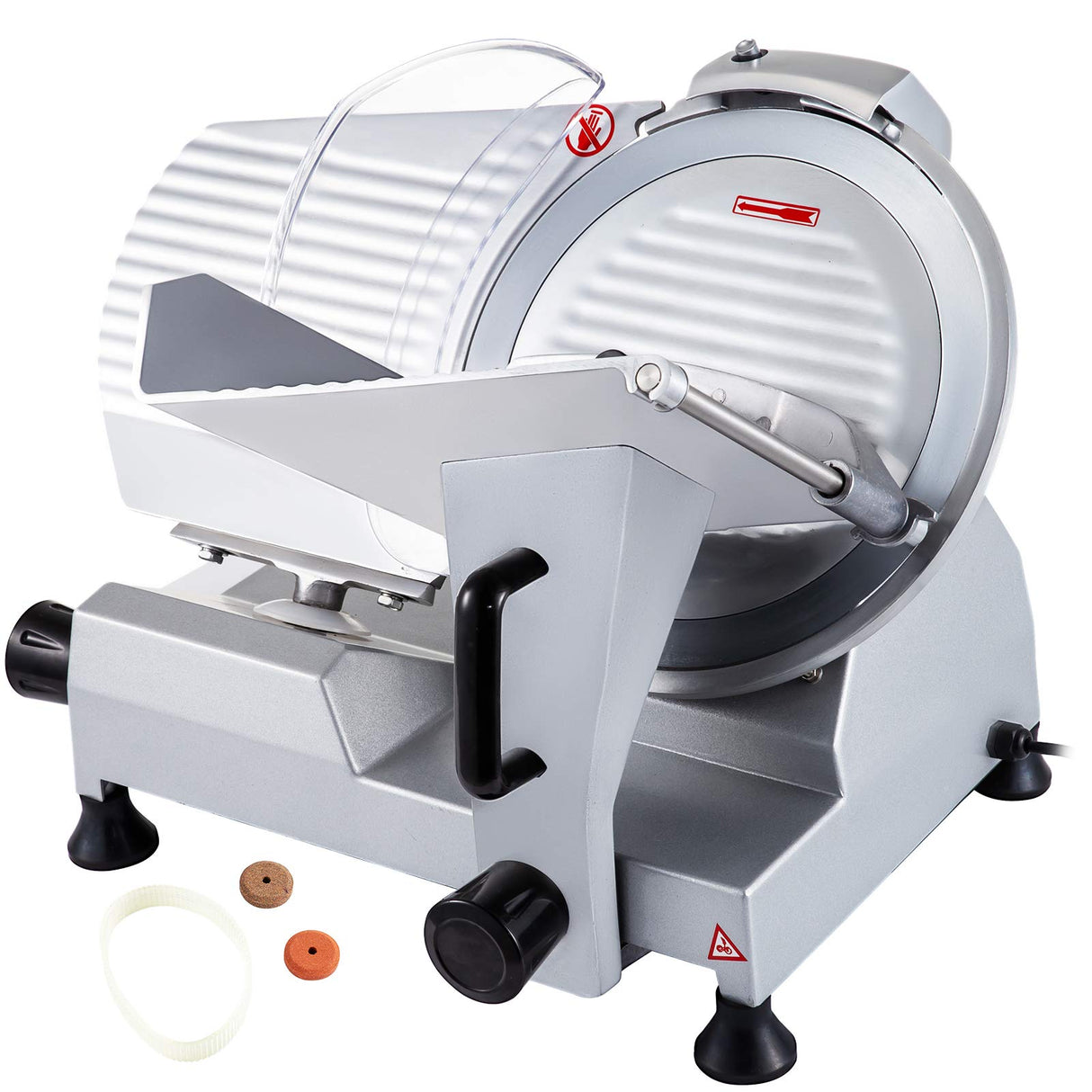 BuoQua Cortafiambres Profesional, 250W 30 cm Hoja de Acero Inoxidable Cortafiambres Eléctrico, Espesor 0-16 mm Cortadora de Fiambres Ajustable para Carne, Fiambres, Queso, Rosbif, Verduras, Frutas