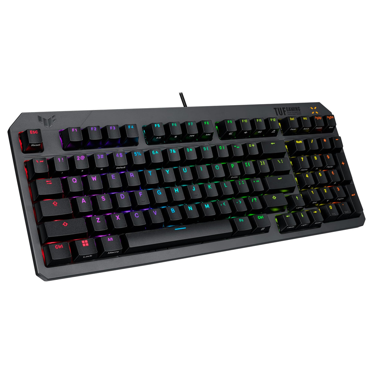 ASUS TUF Gaming K3 Gen II - Teclado Compacto de 98 Teclas, interruptores óptico-mecánicos RGB Red, Espuma amortiguadora, IP57, Placa Superior Desmontable y Aura Sync - Teclado QWERTY Español