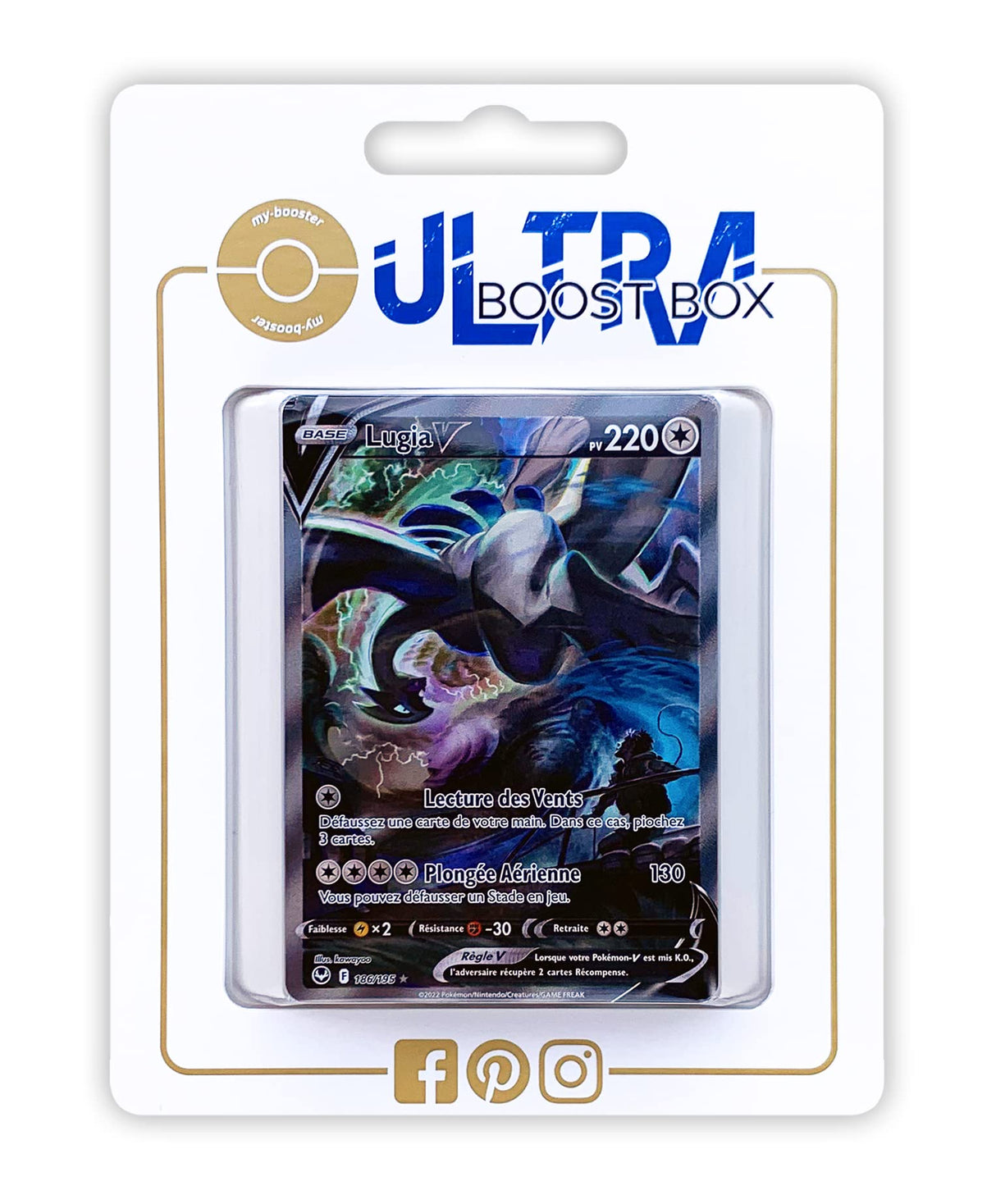 Lugia V 186/195 Full Art Alternativo - Myboost X Epée et Bouclier 12 Tempête Argentée - Box de 10 Cartas Pokémon Francés