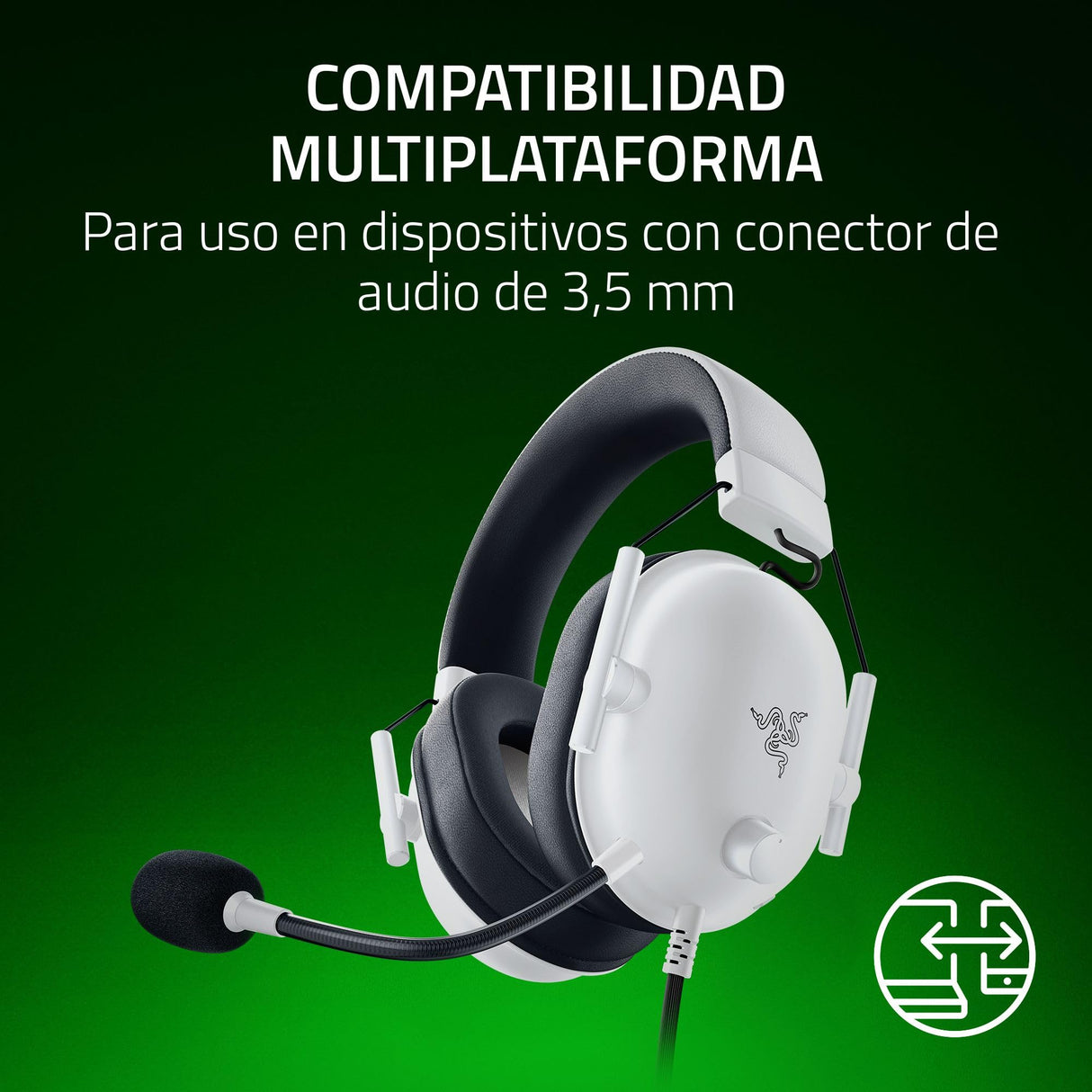 Razer BlackShark V2 X (Xbox) - Auriculares E-Sports con Cable para la Consola Xbox S|X (250 g, micrófono cardioide, transductores de 50 mm, cancelación pasiva del Ruido, Conector de 3,5 mm) Blanco