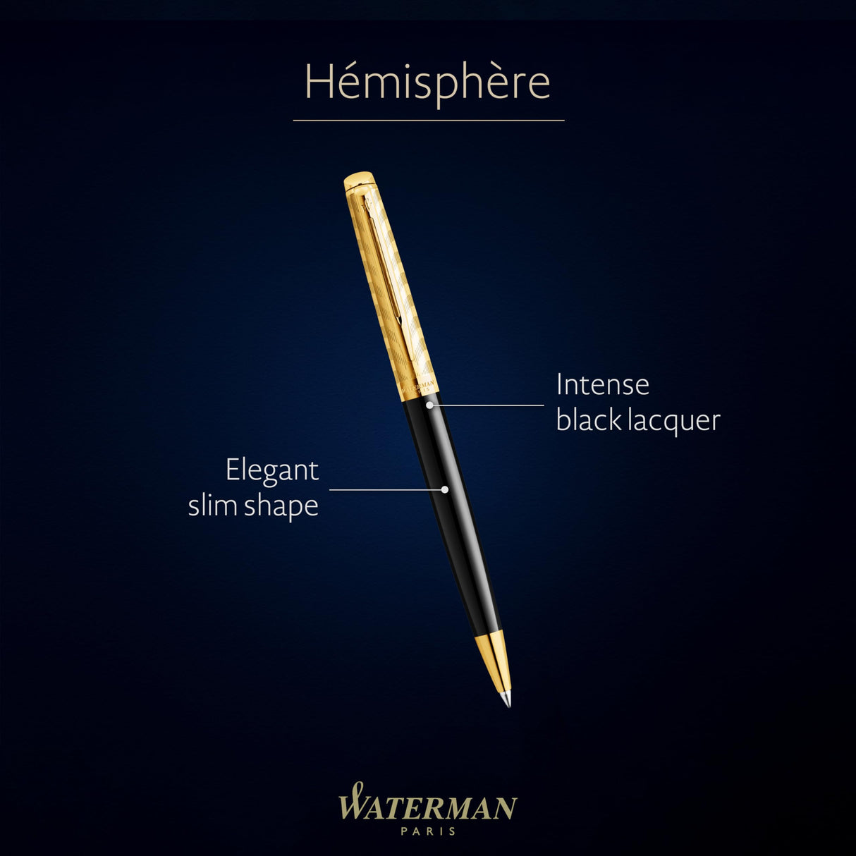 Bolígrafo Waterman Hémisphère | Colección Opera | Negro y dorado | Estuche de regalo