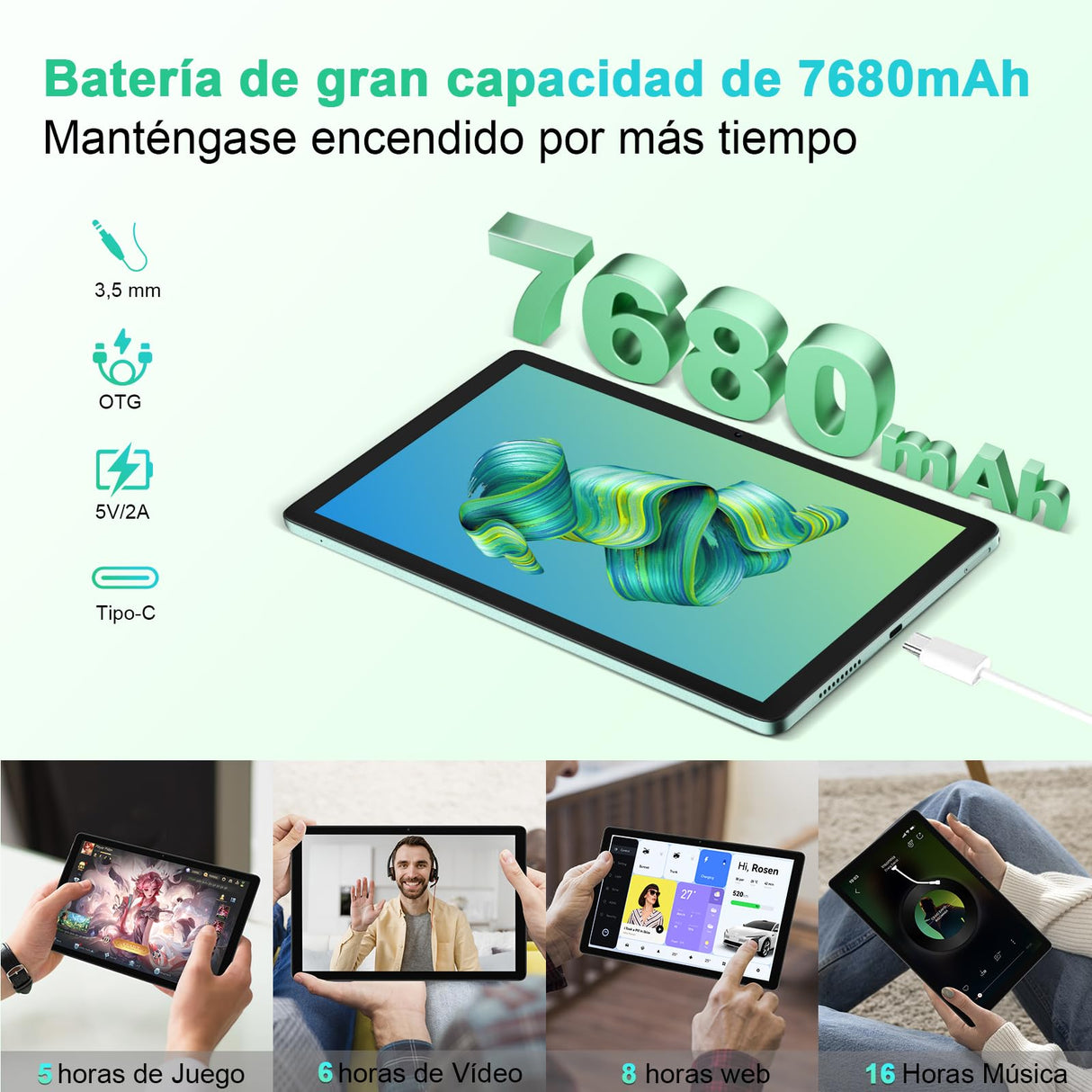 Blackview Tablet 10 Pulgadas Android 13 Tab80 16GB RAM+128GB ROM(1TB TF), 4G LTE&5G WiFi Tablet, Tableta 7680mAh, 13MP+8MP, Widevine L1, Octa Core, GMS, GPS, Bluetooth 5.0