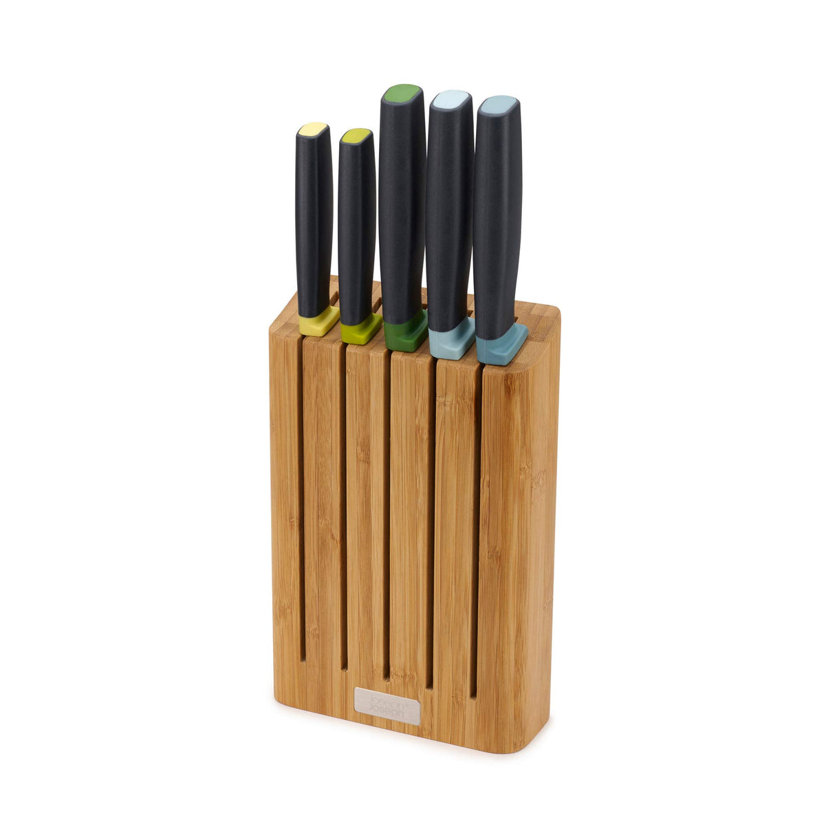 Joseph Joseph Elevate Knives - Set de 5 Cuchillos con Portacuchillos de Bambú - Multicolor