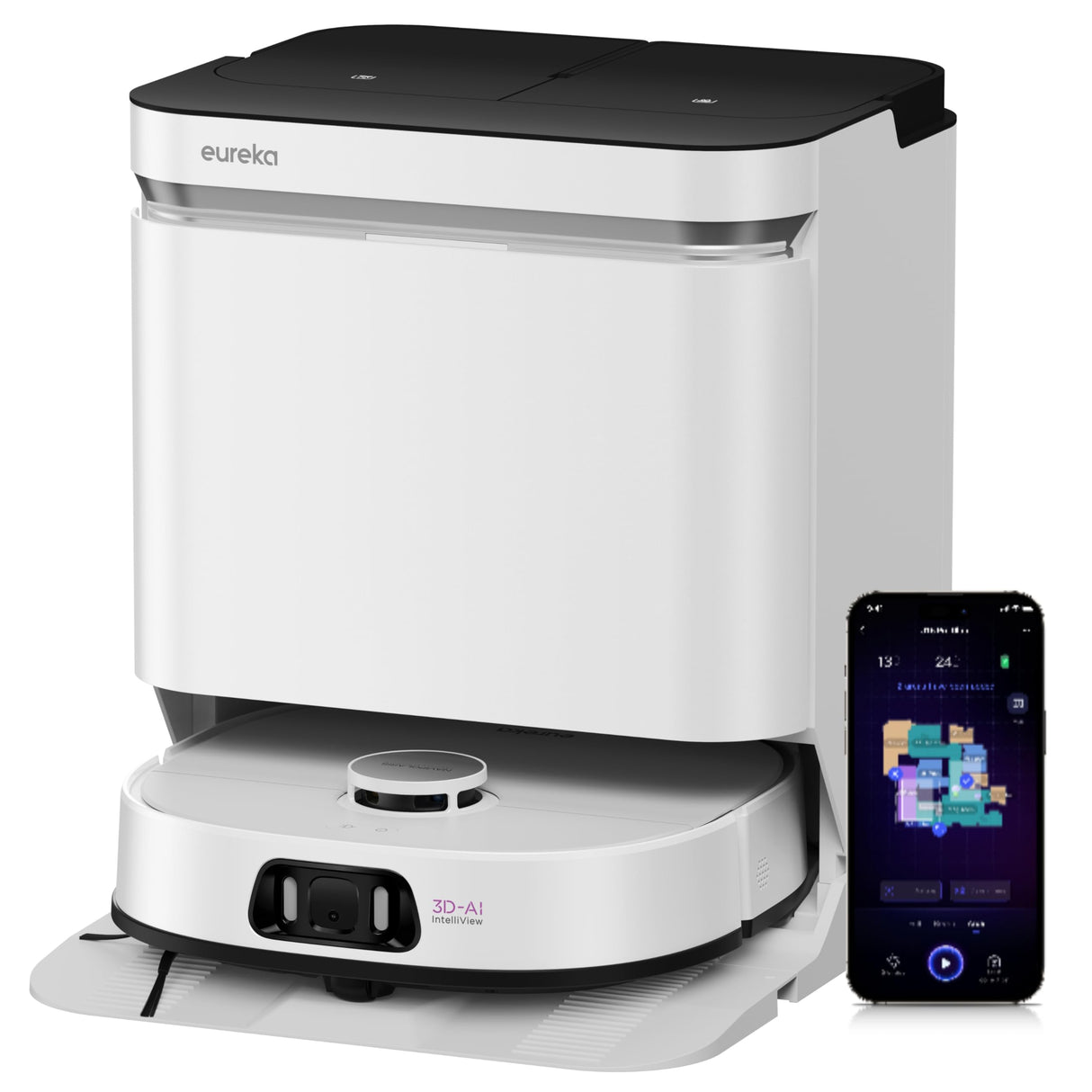 Eureka J15 Pro Ultra Robot Aspirador, 16200Pa Robot Aspirador y fregasuelos, Anti-enredos de Pelo, 75℃ Lavado con mopa de Agua Caliente, mapeo impulsado por AI, Limpieza de Bordes, Autolimpieza