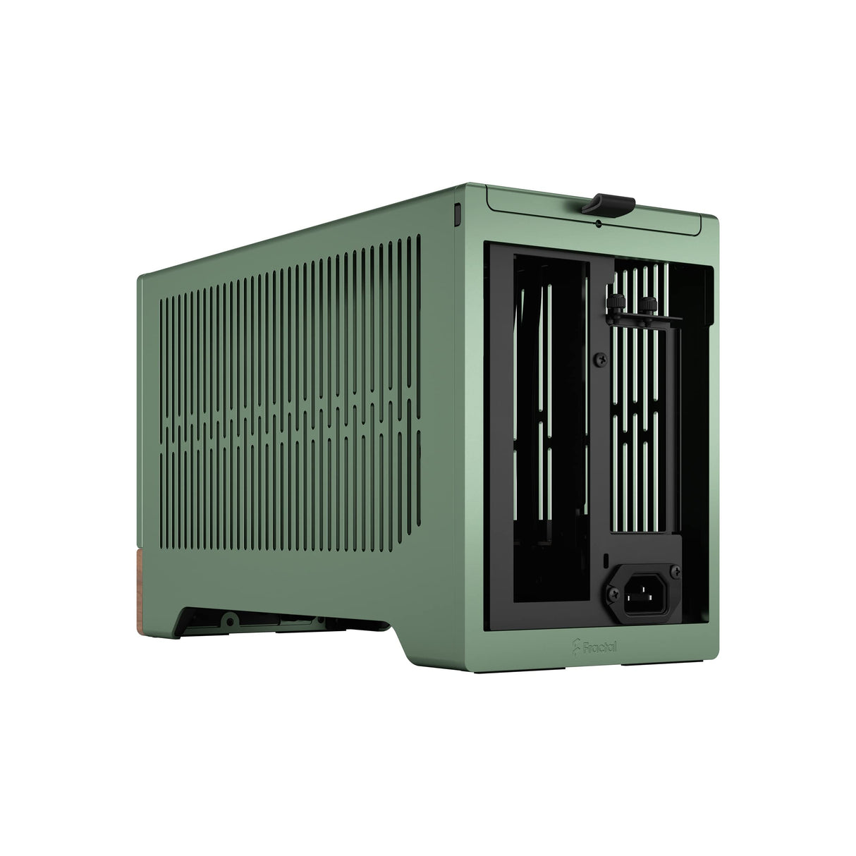 Fractal Design Terra Jade - Wood Walnut Front Panel - Small Form Factor - mITX Gaming Case – PCIe 4.0 Riser Cable – USB Type-C - Anodized Aluminum Panels