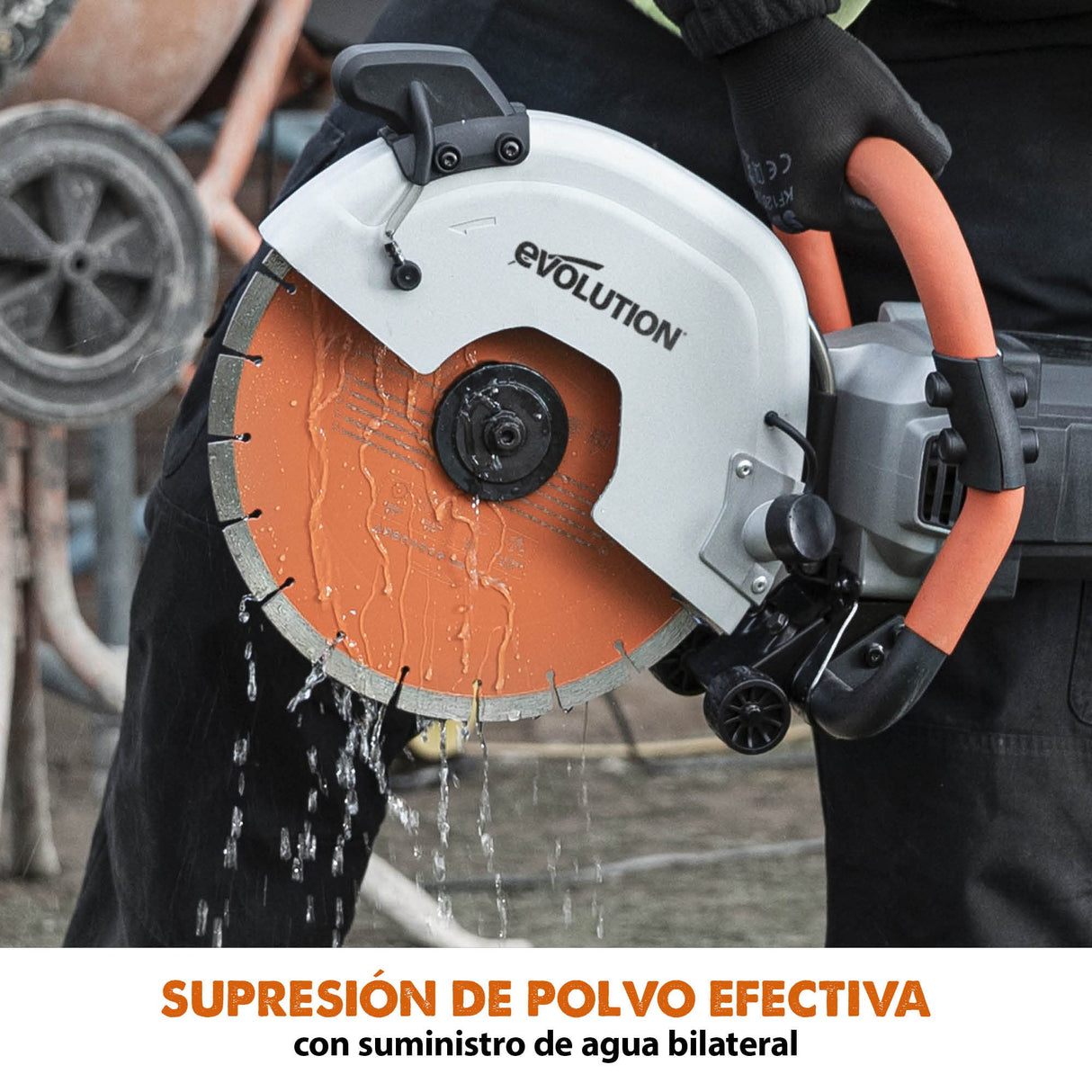 Evolution Power Tools - Sierra para hormigón de 300 mm R300DCT+ motor de 2400 W, sin gasolina, corte de 115 mm, incl. hoja de diamante prémium, tronzadora