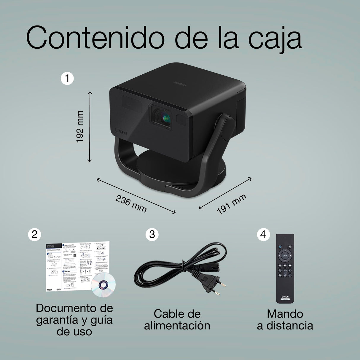 Epson EF-22B Mini Smart Laser Projector | Proyector Portátil Full HD, 1920 x 1080p, Altavoz Bluetooth de 5W, Proyección a Pared, Suelo o Techo, 1000 Lúmenes, Google TV | 150", Negro