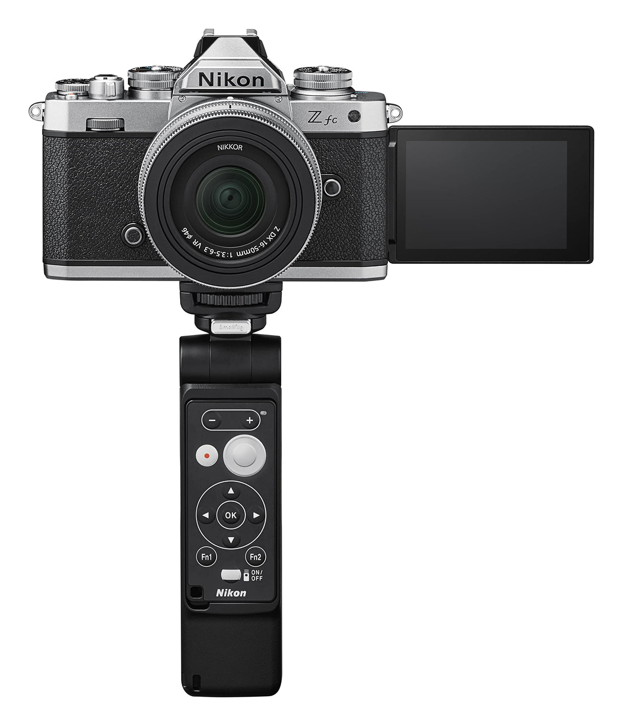 Nikon Z FC - Cámara DX Mirrorless - Kit Vogglet con Objetivo Z 16-50, MICROFONO, Y EMPUÑADURA, Silver