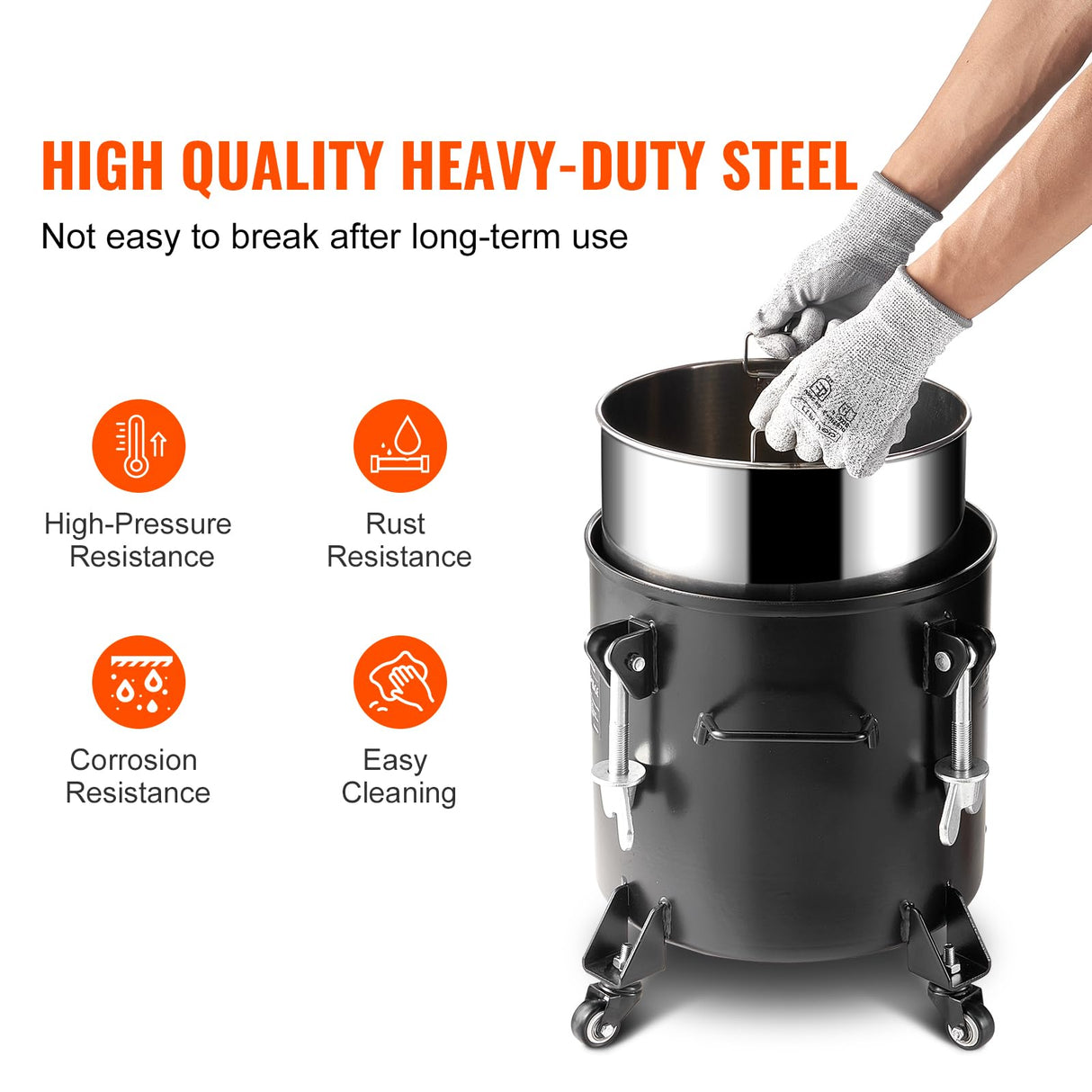 VEVOR Tanque de Presión para Pintura en Aerosol de 20 L de Presión Ajustable de 70 PSI, Tanque de Pintura a Presión con Ruedas y Sellador para Reparación de Fugas para la Decoración del Hogar