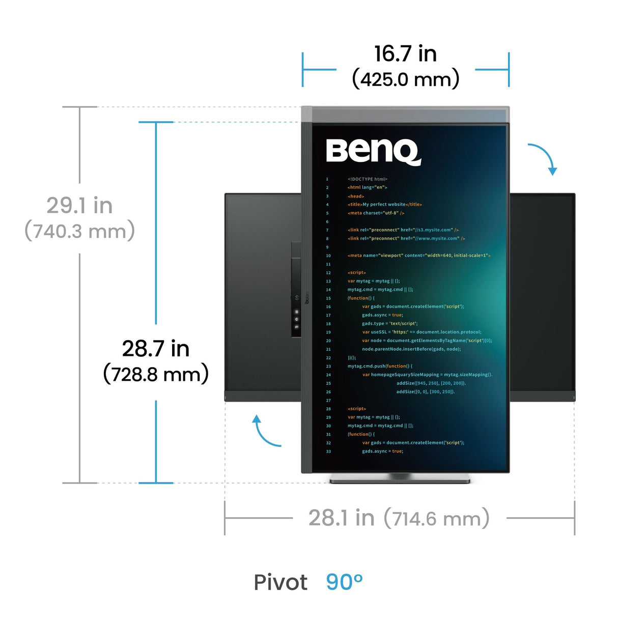 BenQ RD320U Monitor 32" 3840 x 2160 4K para Programación, 2000:1 Contraste, Panel Nano Mate, MoonHalo, USB-C 90W, Modos de Programación, Protección Nocturna, Soporte Ergonómico y Tecnología Eye-Care