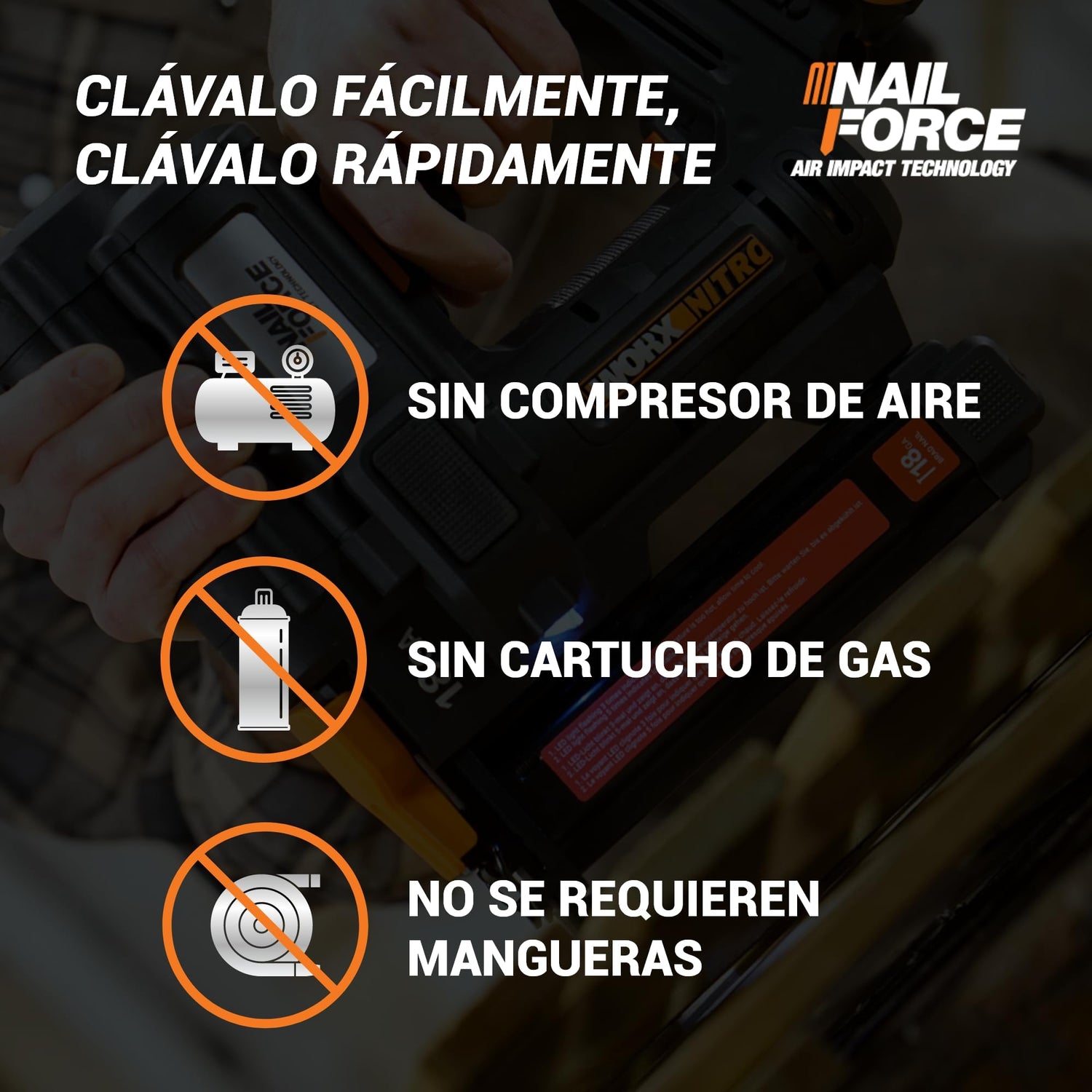 WORX WX844.9 Grapadora sin cable Nitro 20V | grapadora sin cable dispara hasta 80 grapas por minuto| grapadora alimentada por batería con liberación sin herramientas| PowerShare - Solo herramienta