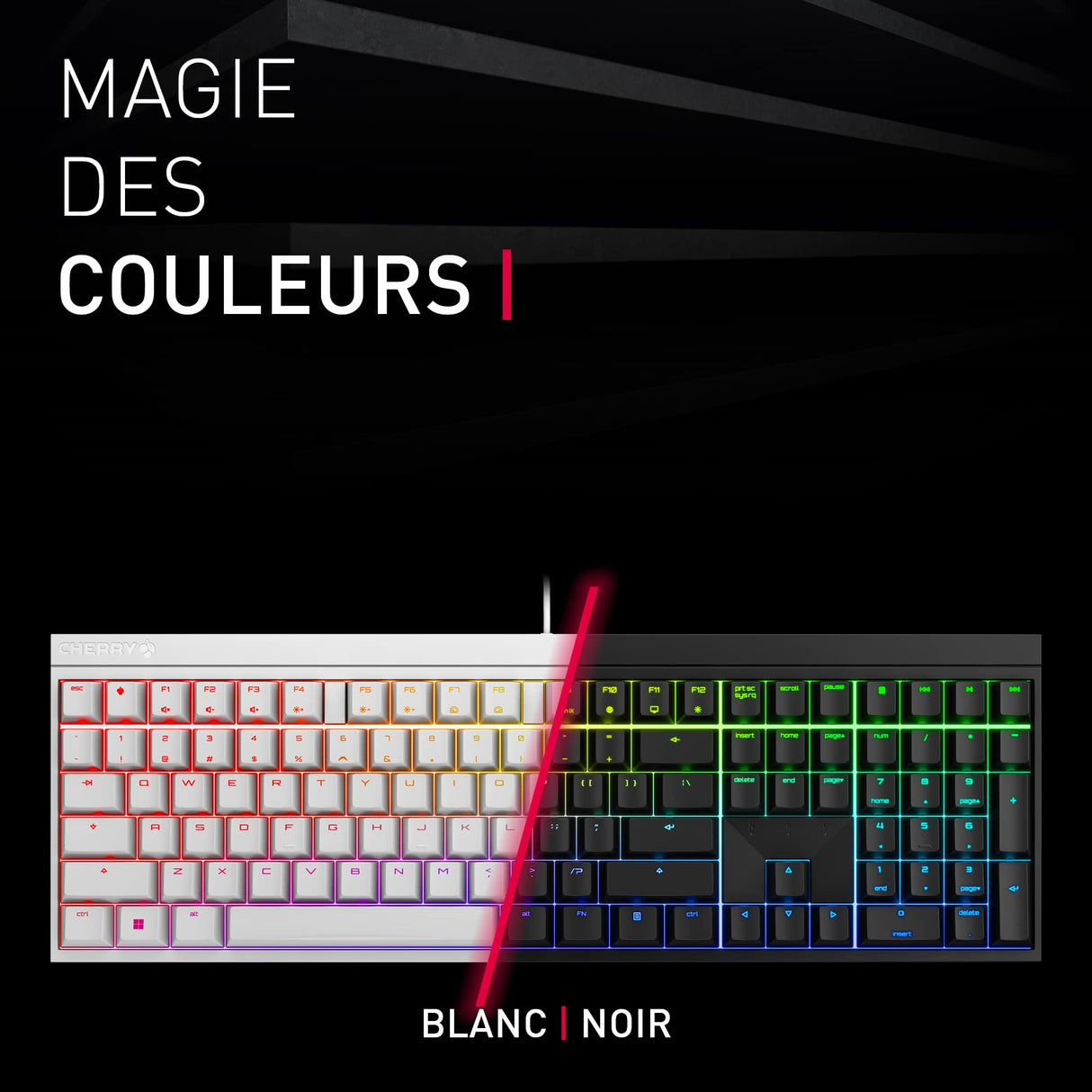 CHERRY MX 2.0S, Teclado Mecánico de Gaming con Iluminación RGB, Distribución de Teclado Europeo (QWERTY), con Cable, Diseñado en Alemania, Switches MX RED, Negro