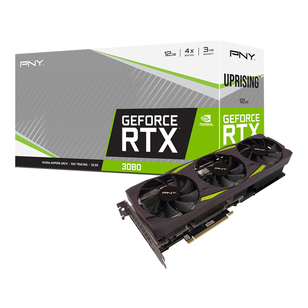 PNY GeForce RTX™ 3080 12GB XLR8 Gaming Epic-X RGB™ Uprising™ Triple Fan Graphic Card LHR, Color Black