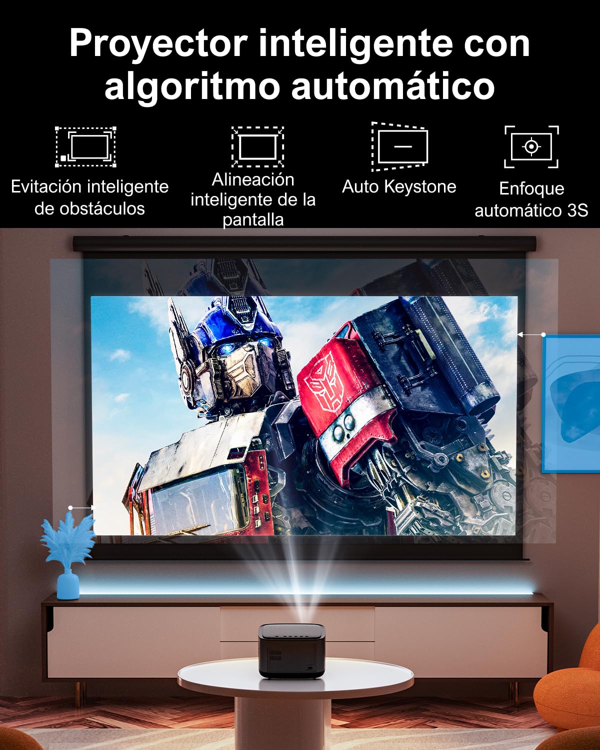 ULTIMEA Proyector Dolby Audio 4K para Cine en Casa, Proyector Certificado por Netflix, 700 Lúmenes ANSI, WiFi, Bluetooth, Ajuste de Pantalla y Evitación de Obstáculos, Apollo P50