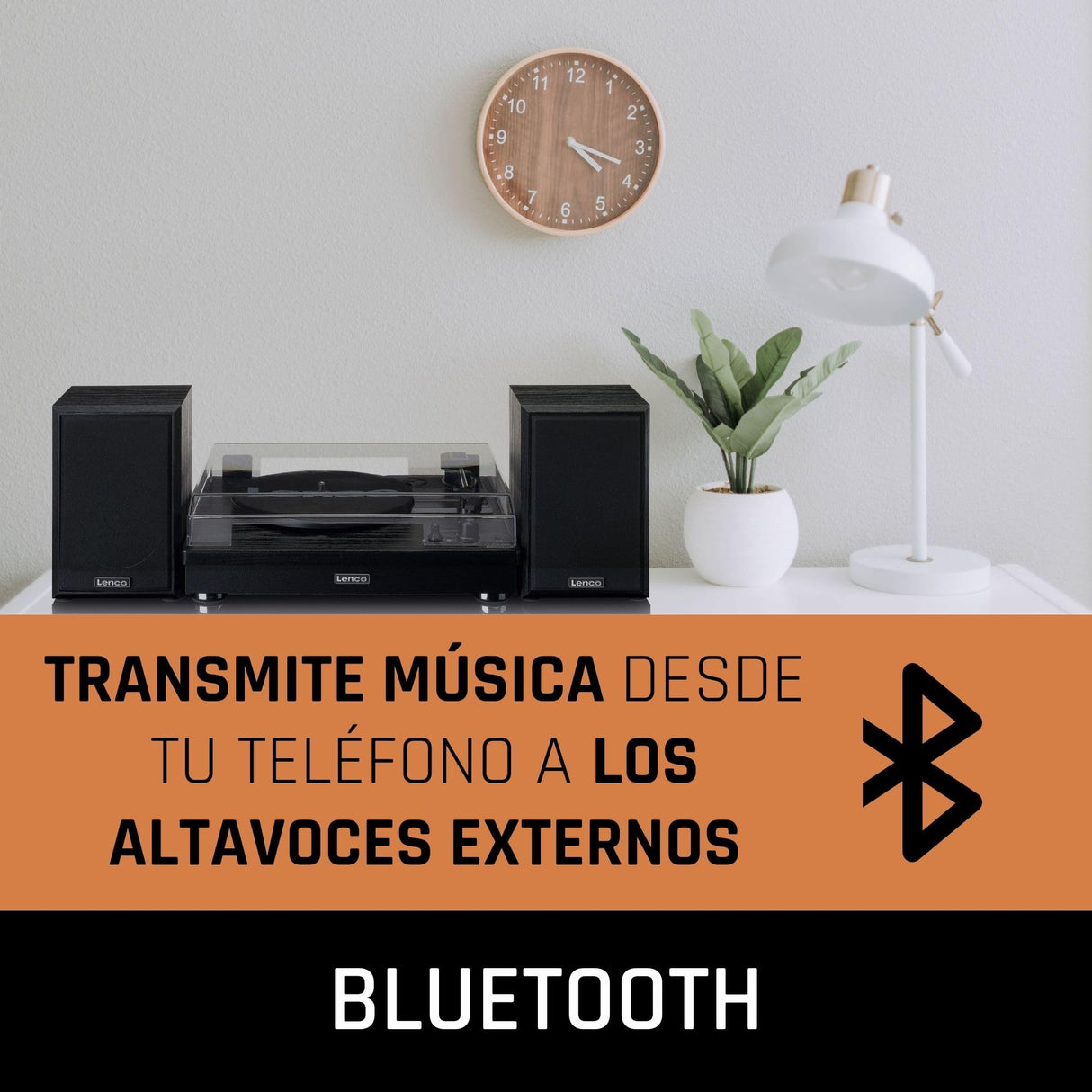 Lenco Turntable LS-101 - Giradiscos Bluetooth - Altavoz Externo con 2 x 10 vatios RMS - 3 velocidades - Transmisión por Correa - Negro