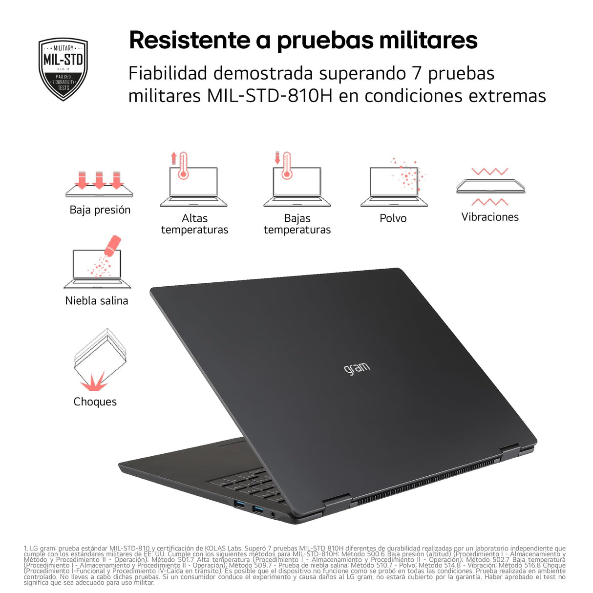 LG gram Pro 16Z90TR-E.AD88B Portátil 16", Windows 11, Intel Core Ultra7 255H, 32GB RAM, 1TB SSD, NVIDIA RTX5050, Pantalla IPS, (2560x1600), 1.360 g, 27 Horas, Negro