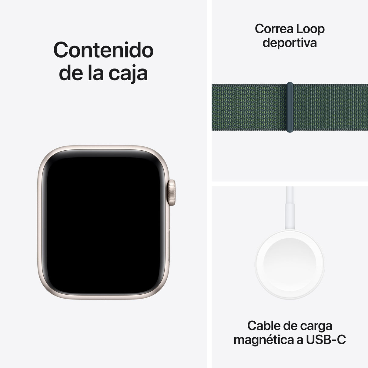 Apple Watch SE de 2.ª generación GPS Smartwatch con Caja de Aluminio en Blanco Estrella de 44 mm y Correa Loop Deportiva Verde Lago. Monitores de entreno y sueño y Neutro en Carbono