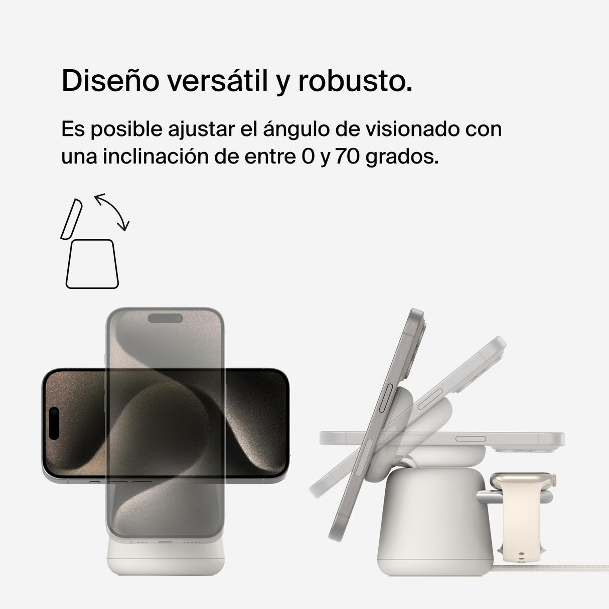 Belkin BoostCharge Pro Cargador MagSafe 2 en 1 con MagSafe de 15 W, Cargador inalámbrico, MagSafe Stand con Carga rápida para iPhone 16, 15, 14, 13 y 12, AirPods y Otros Dispositivos con MagSafe