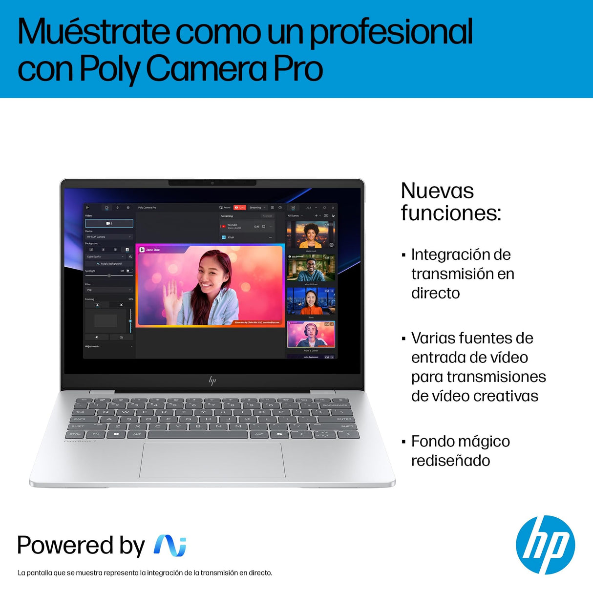 HP OmniBook 7 AI 14" OLED 2K, Ordenador Portátil Intel Core Ultra 7-255H, 32GB RAM, 1TB SSD, Gráficos Intel, Windows 11 Home, Wi-Fi 7, Gris - Teclado QWERTY Español