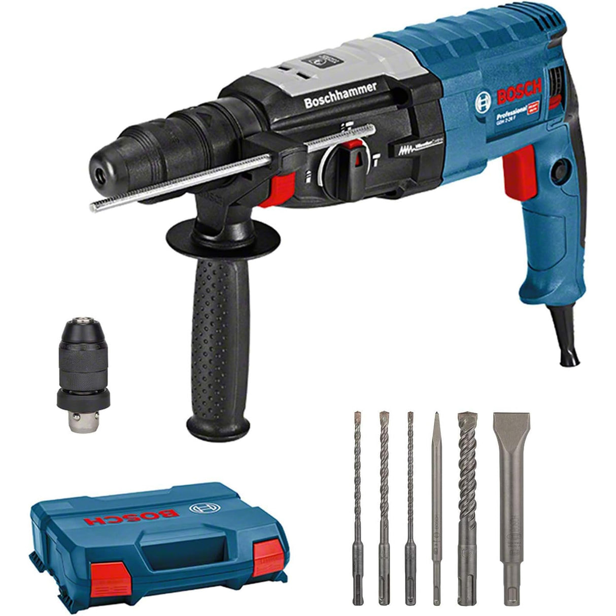 Bosch Professional GBH 2-28 F - Martillo perforador (3,2 J, Ø máx. hormigón 28 mm, SDS plus + cilíndrico, set 6 acc., en maletín) - Amazon Exclusive