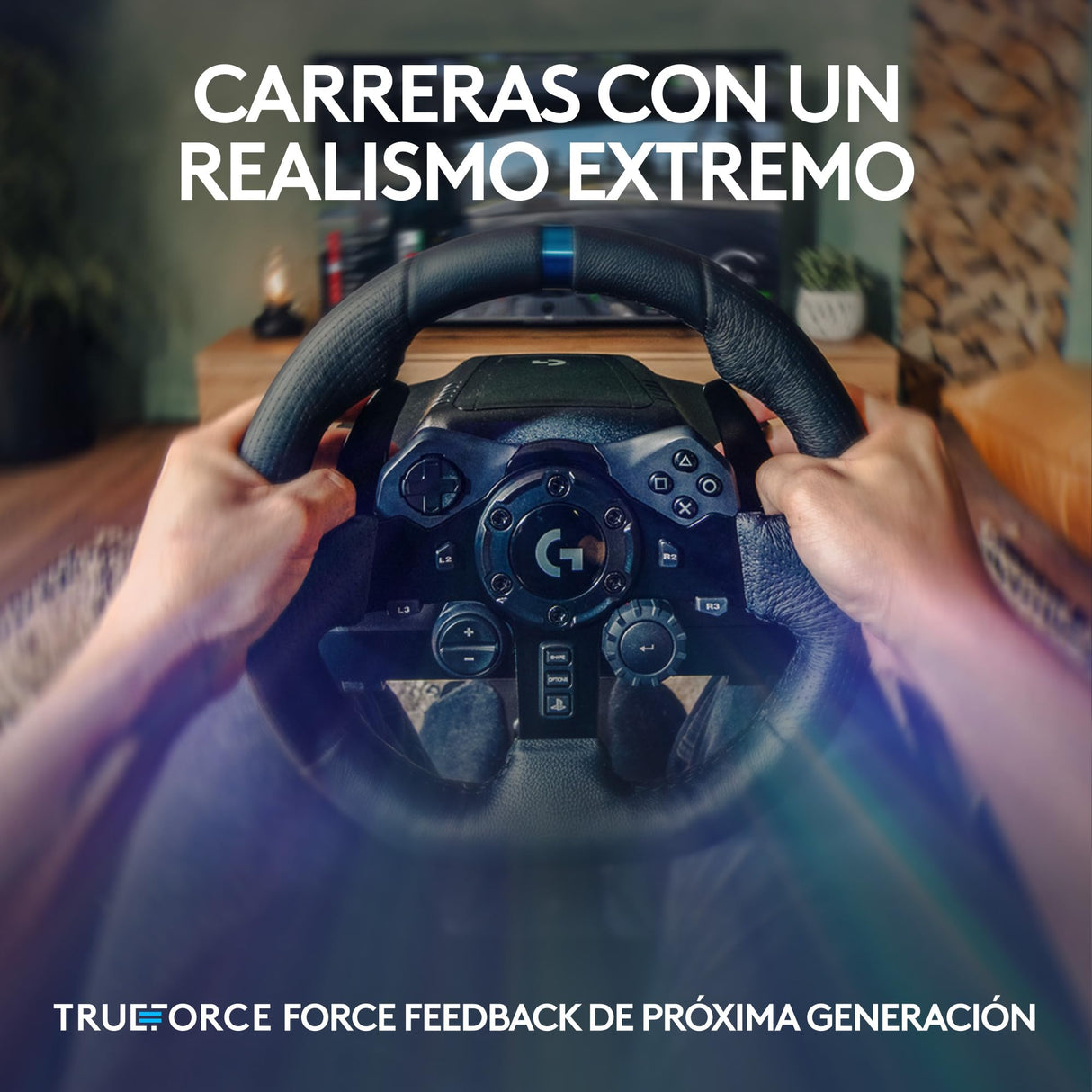 Logitech G G923 Racing Wheel and Pedals, Force Feedback TRUEFORCE,1.000 Hz, respuesta eficaz, control de salida de doble embrague, volante auténtico, para PS5, PS4, PC, Mac - Negro