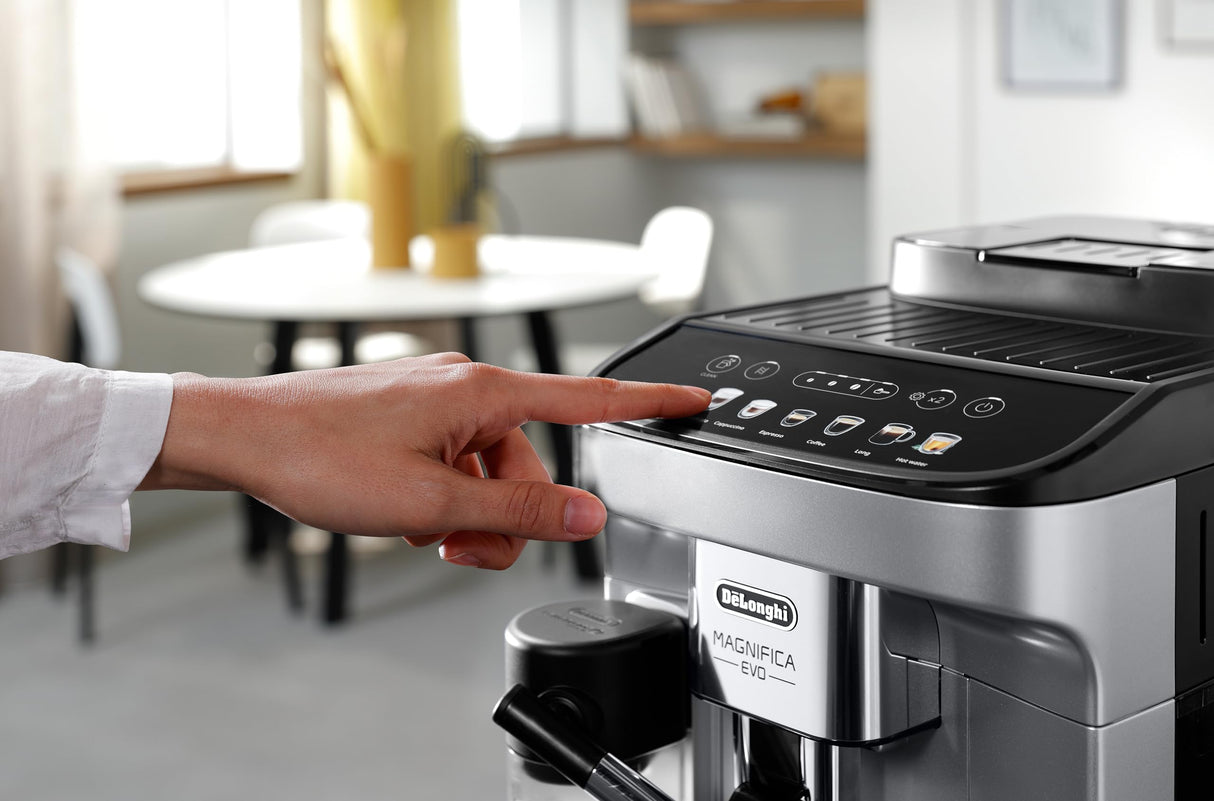 De'Longhi Magnifica Evo ECAM292.81.SB - Cafetera automática con sistema de leche, 7 botones de selección directa para capuchino, espresso y otras especialidades de café, panel de control, función de 2
