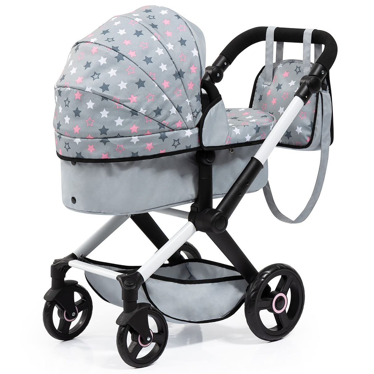 Bayer Design 17007AA Cochecito de muñeca Combi Xeo, Carro para muñecos, Bolsa, Convertible, Regulable en Altura