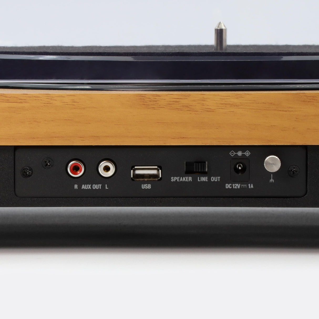 Mooov 477361 - Tocadiscos de Vinilo Bluetooth, 3 velocidades, Altavoces estéreo, Potencia 15W, Salida USB para convertir vinilos a Formato Digital, Salida RCA, Acabado en Madera Natural