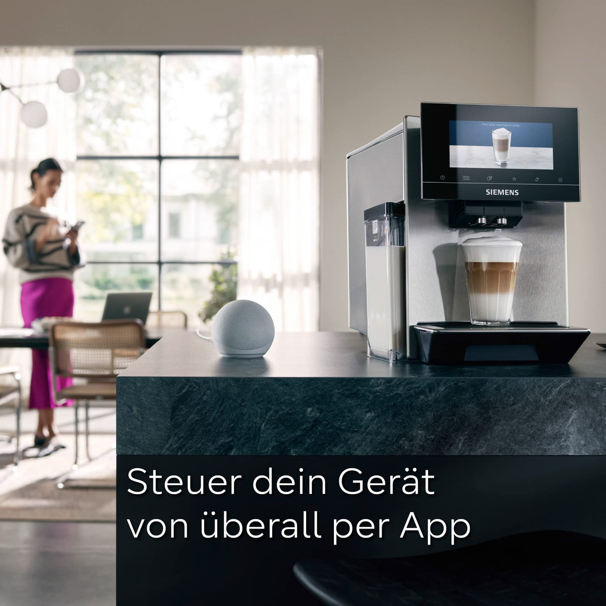 Siemens cafetera automática EQ900 TQ905D03, pantalla táctil, modo barista, reducción de ruido, 10 perfiles, trituradora premium, limpieza de vapor, 1500 W, acero inoxidable