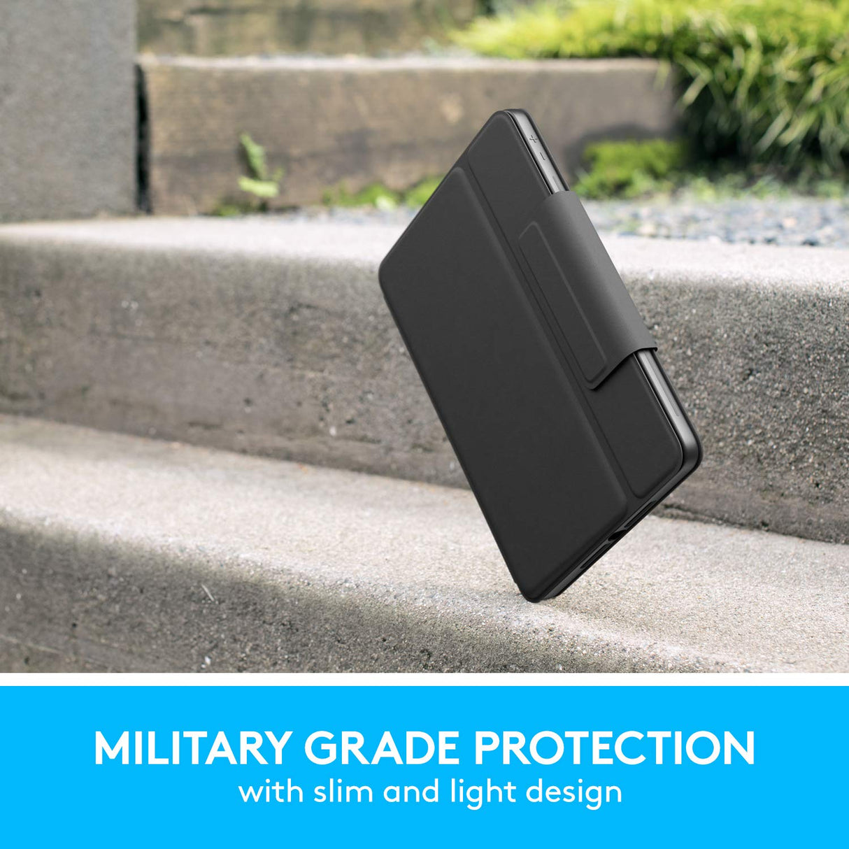 Logitech Rugged Folio para iPad (7.ª, 8.ª y 9.ª generación) Funda con teclado protectora, Disposición QWERTY Inglés Reino Unido - Negro