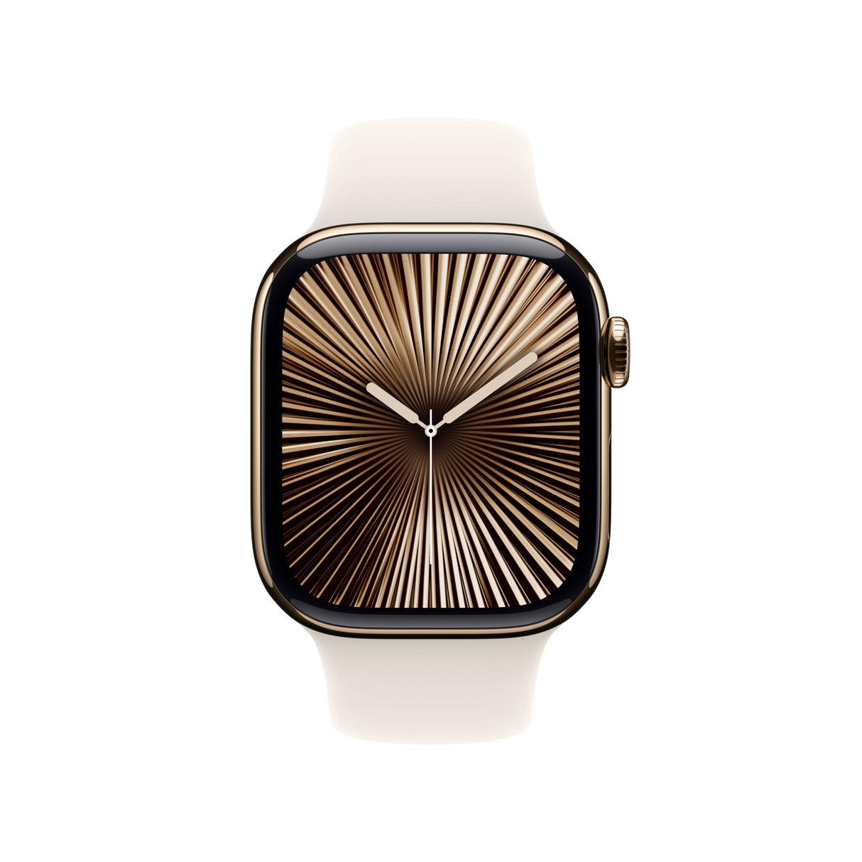 Apple Watch Series 10 GPS + Cellular Smartwatch con Caja de Titanio Oro de 42 mm y Correa Deportiva Blanco Estrella - Talla M/L. Monitor de entreno, App ECG, Pantalla Retina Siempre Activa