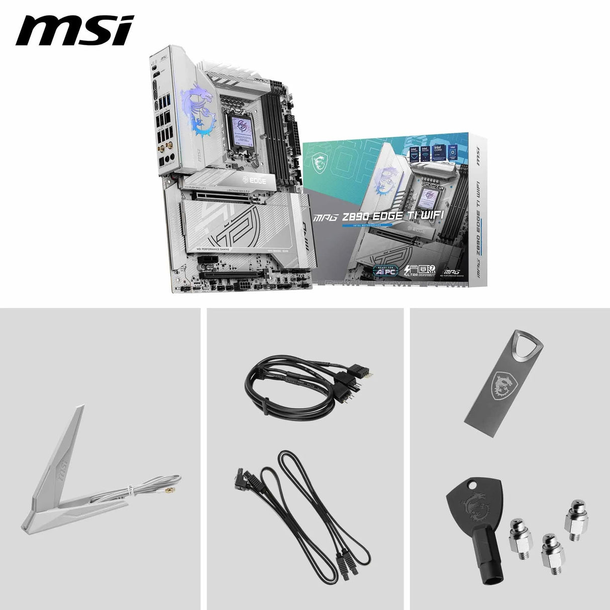 MSI MPG Z890 Edge TI WiFi, ATX - para procesadores Intel Core Ultra (Serie 2), LGA 1851 - VRM SPS 90A, Memoria DDR5 (9200+MT/s OC), PCIe 5.0 y 4.0 x16, M.2 Gen5, Wi -Fi7, LAN 5G