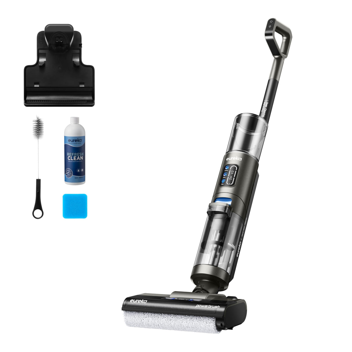 Eureka RapidWash NEW430 Aspirador en Seco y Húmedo,Fregona Electrica sin Cable, Aspiradora Fregadora Multisuperficie, Pelo de mascota Limpieza de Bordes,Doble Depósito Agua,Navegación por voz