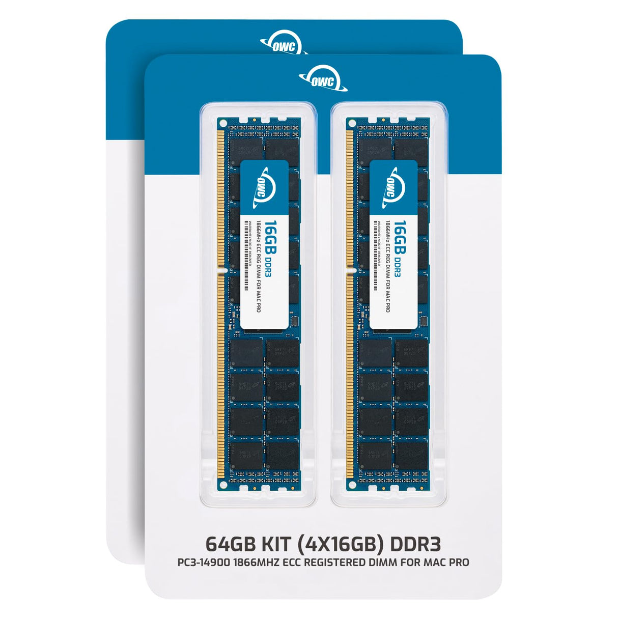 OWC - 64GB Kit de actualización de Memoria - 4 x 16GB PC14900 DDR3 ECC-R 1866MHz DIMMs para Mac Pro Late 2013