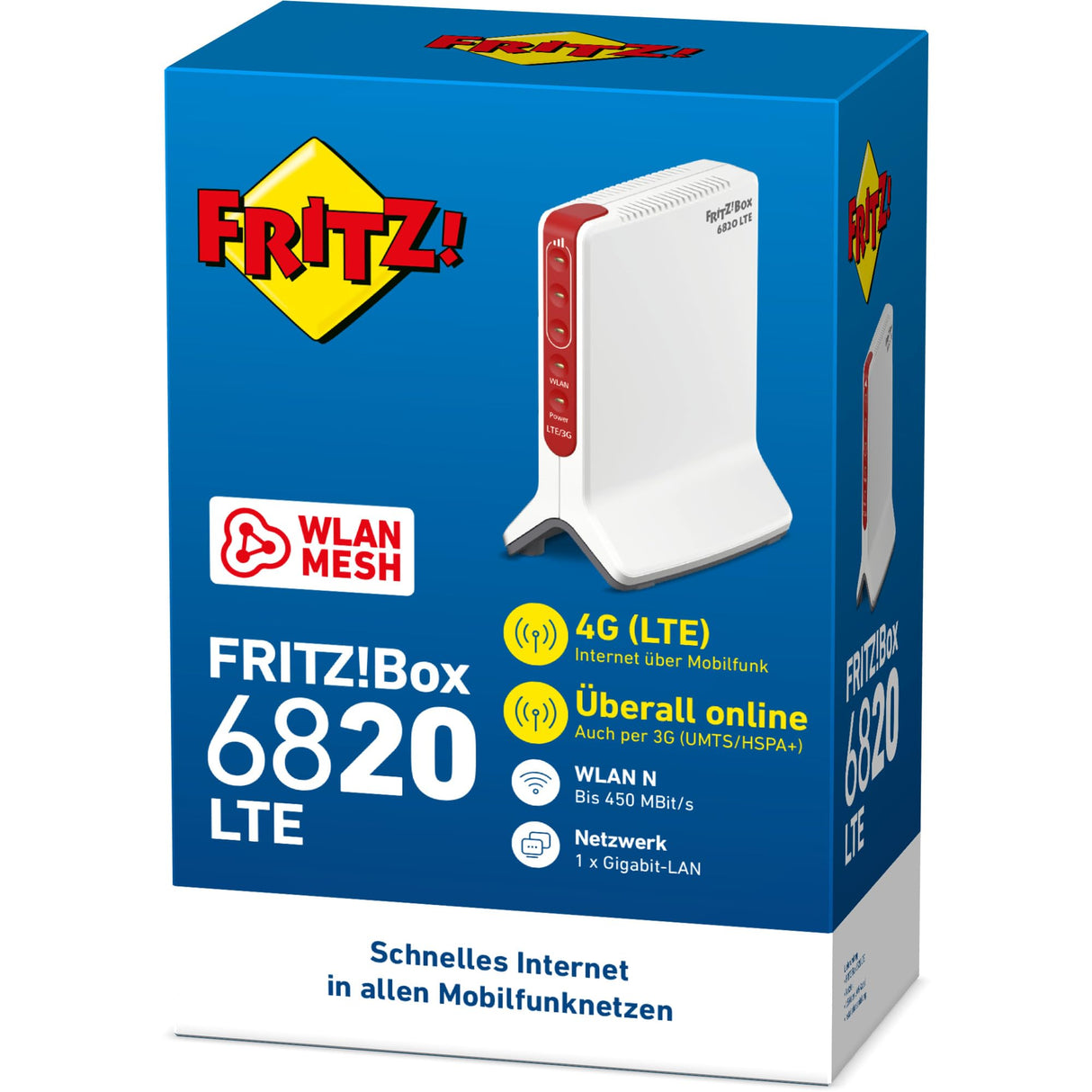 AVM Fritz!Box 6820 LTE (LTE (4G) y UMTS (3G), WLAN N hasta 450 Mbps, 1 Gigabit LAN, Adecuado para Alemania)