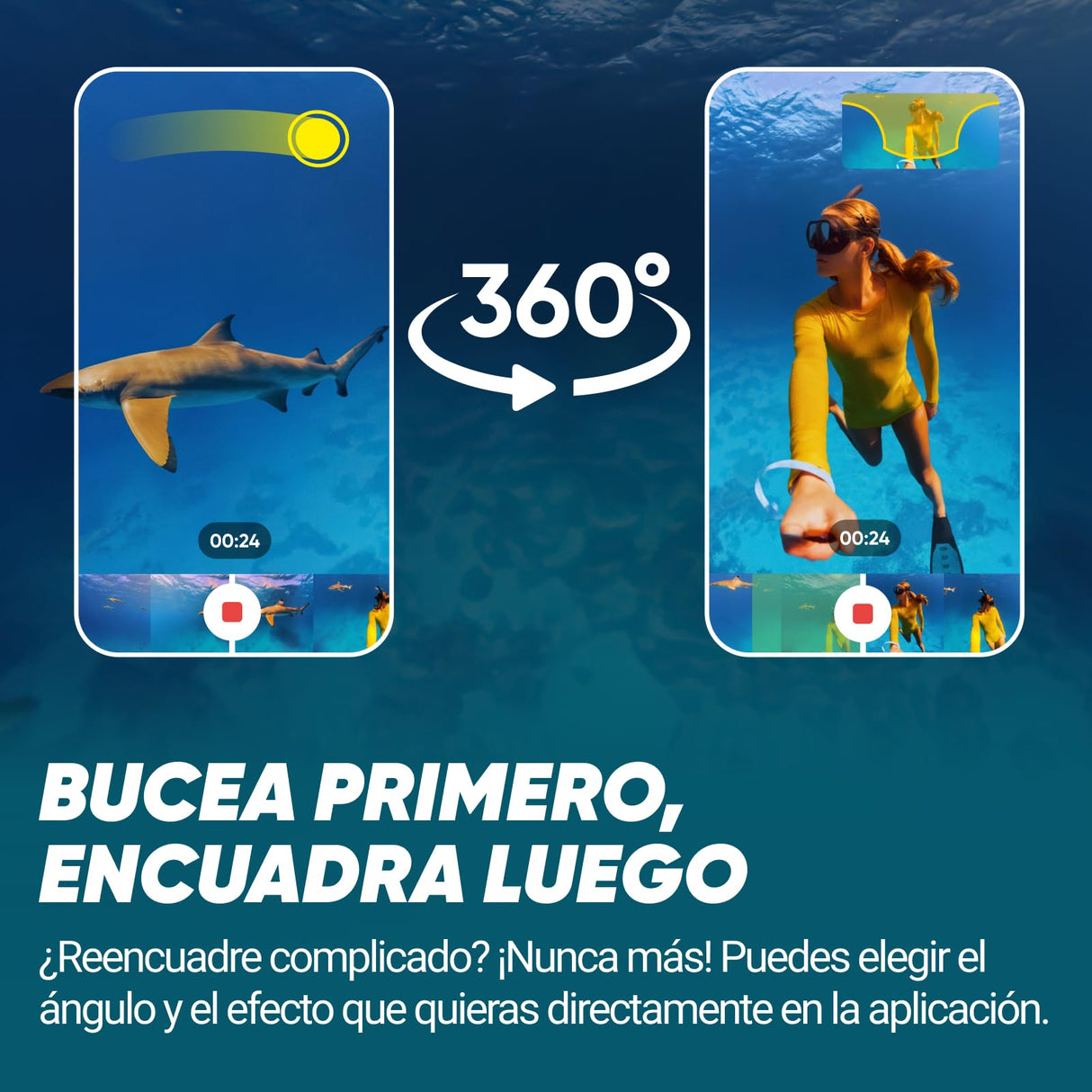Insta360 X4 Paquete Invisible de Buceo - Cámara de acción Impermeable 8K 360, Vídeo 4K Gran Angular, Selfie Stick Invisible, Protectores de Lente Extraíbles, 135 Min Batería, Edición IA