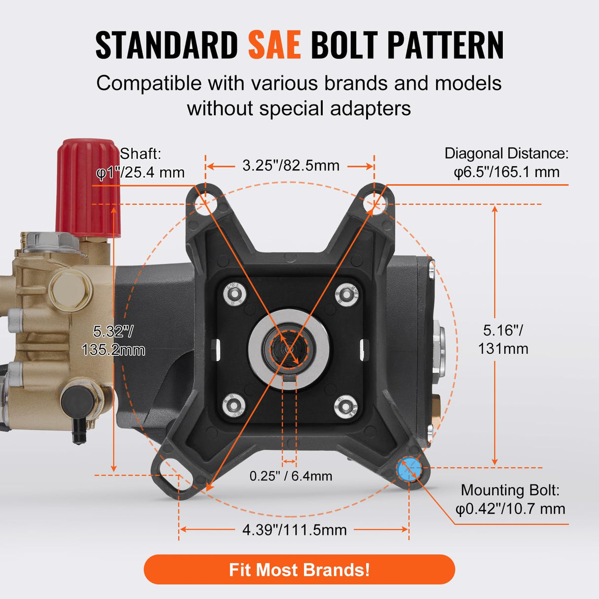 VEVOR Bomba para Hidrolavadora Émbolo Triple Horizontal con Eje de 25,4mm 4000 PSI 4,0 GPM Kit de Repuesto para Hidrolavadora con 5 Boquillas, Compatible con Simpson MorFlex 40224, 40225, 40226