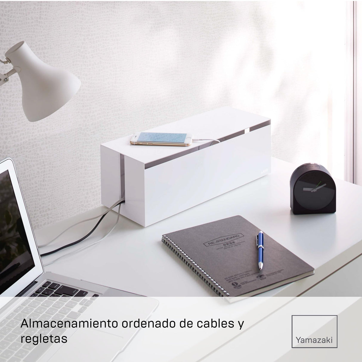 YAMAZAKI Web Caja de Cables, Plástico policarbonato, Blanco, Talla única