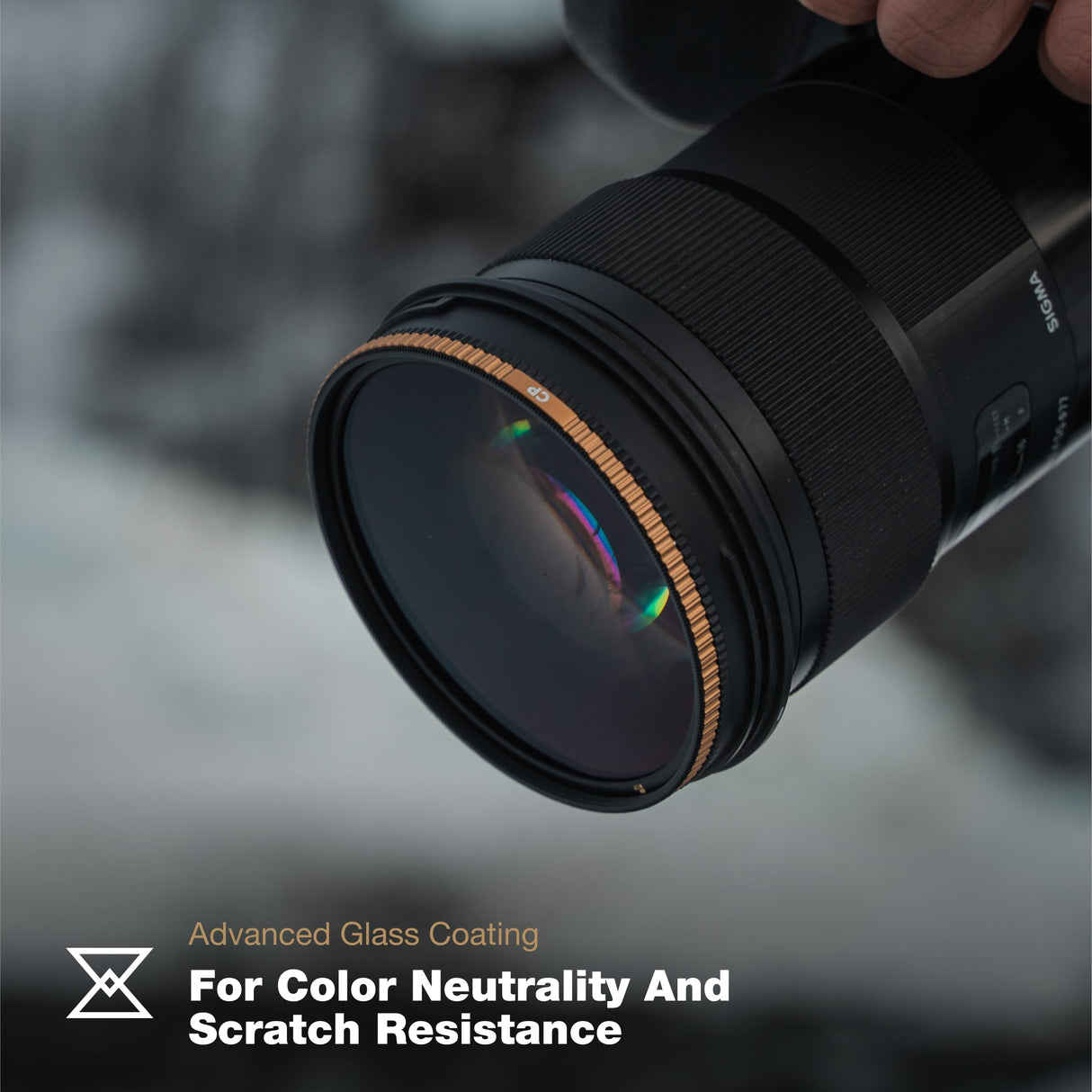 PolarPro - Quartzline CPol - 82 mm - Neutralidad de Color Marco de latón - Recubrimientos Anti-arañazos/Anti-Aceite/hidrofóbico - Serie Cinema - Filtro polarizador