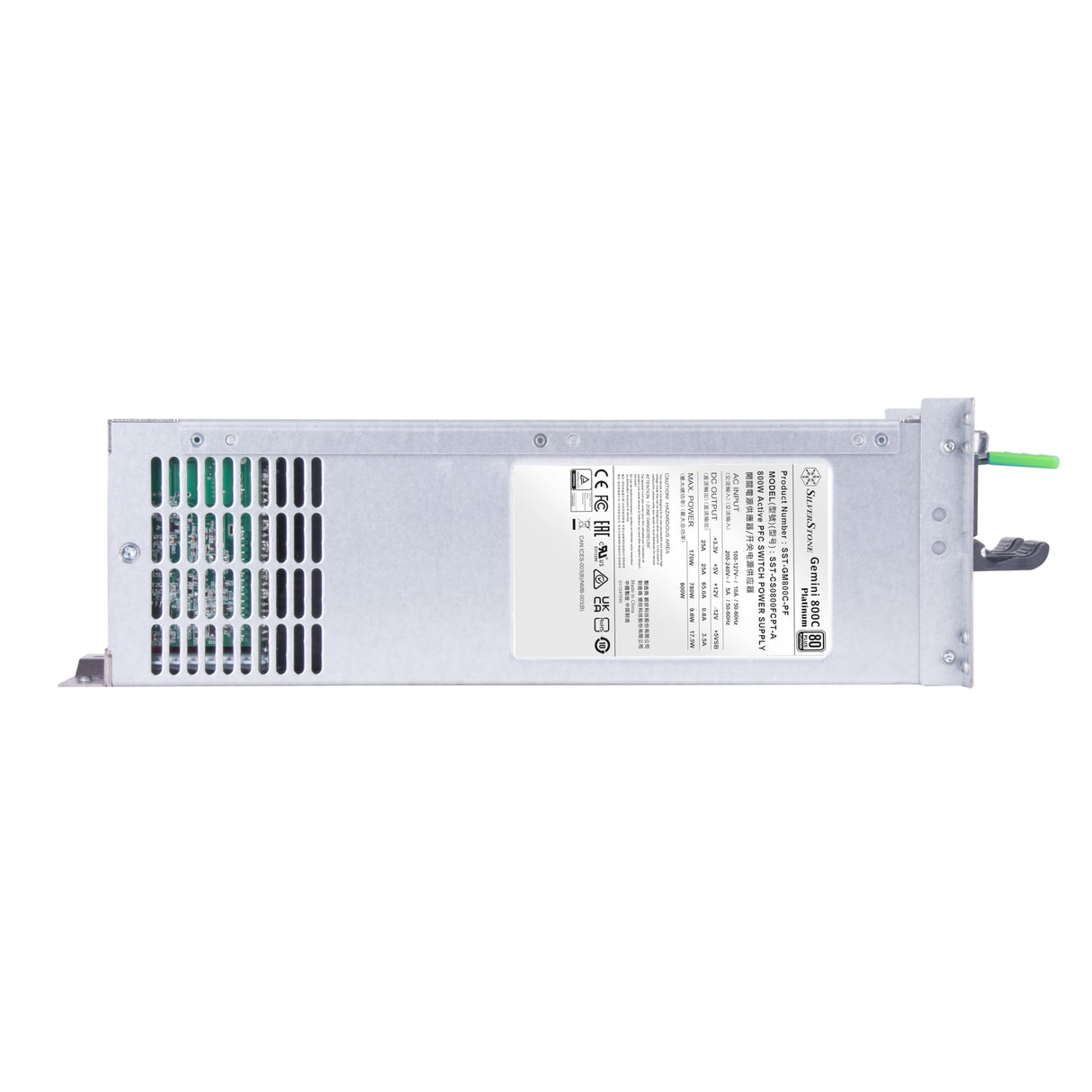 Silverstone Gemini 800C Platinum, Fuente de alimentación 2U CRPS redundante 80 Plus Platinum 800W, SST-GM800C-PF