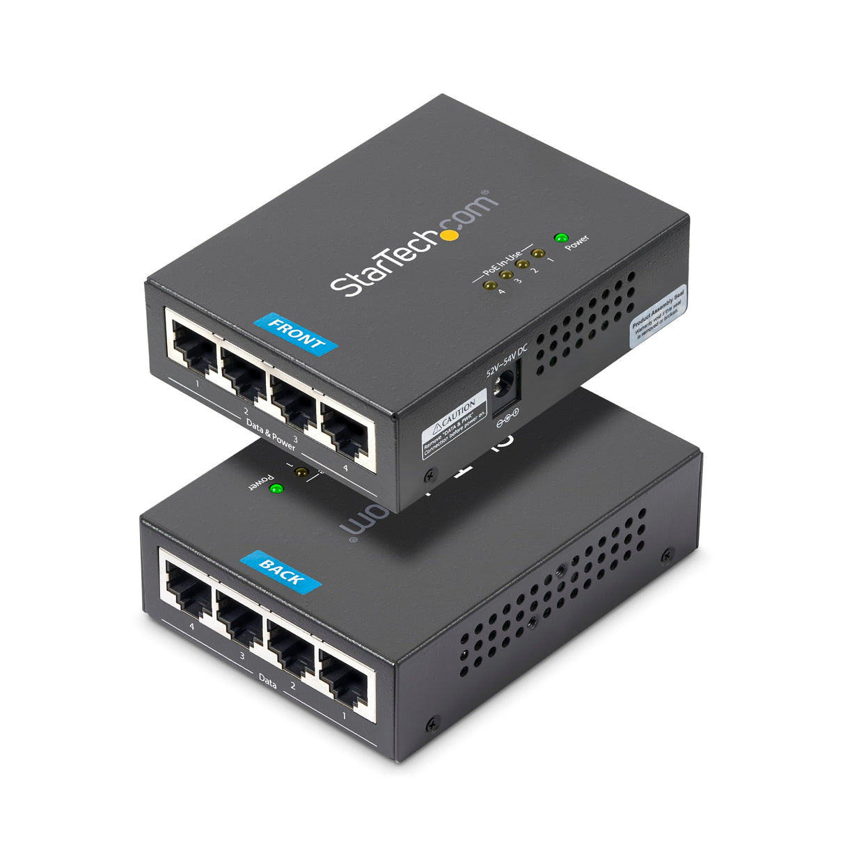 StarTech.com Inyector de Alimentación PoE Power over Ethernet Midspan 4 Puertos Gigabit RJ45 de Pared - 30,8W por Puerto - 802.3at af