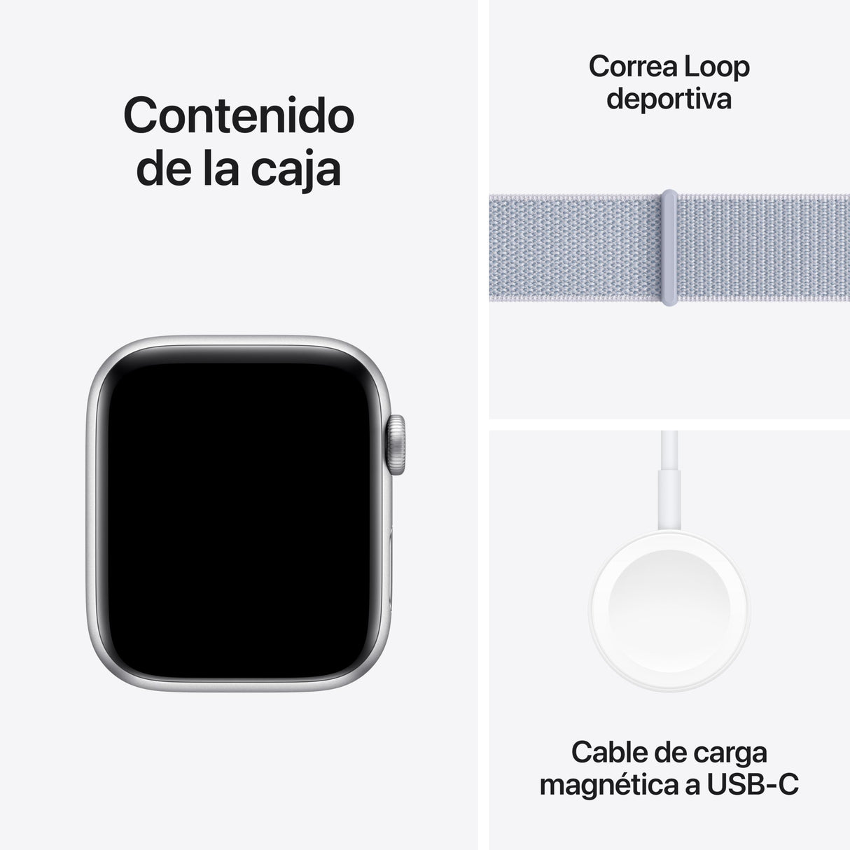 Apple Watch SE de 2.ª generación GPS Smartwatch con Caja de Aluminio en Plata de 44 mm y Correa Loop Deportiva Azul Nube. Monitores de entreno y sueño y Neutro en Carbono