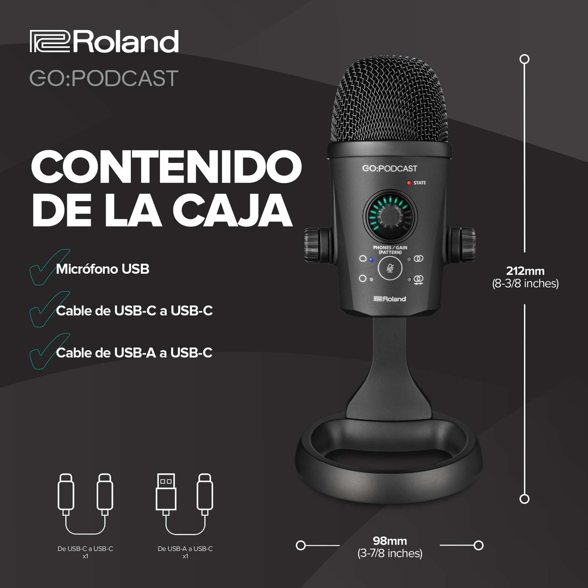 Roland Estudio de podcasting de vídeo para Smartphones GO:Podcast | Sencillo Sistema de livestreaming para podcasters, videobloggers y más | Intuitiva App de vídeo | Micrófono USB